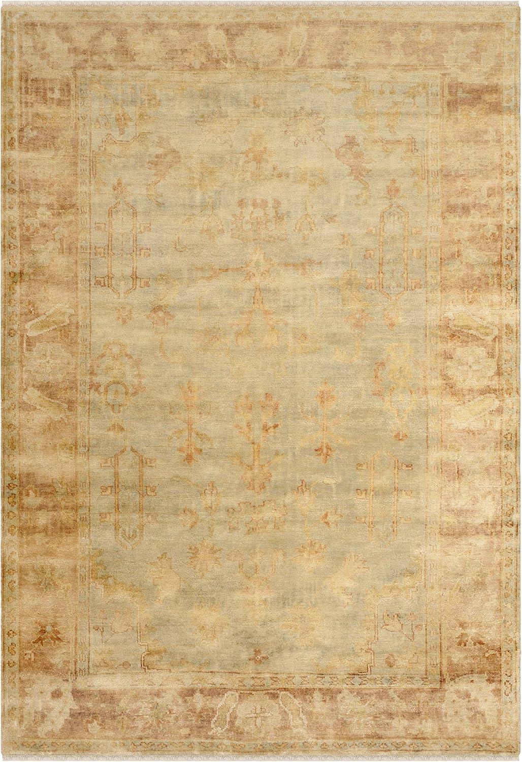 Oushak OSH112 Hand Knotted Area Rug - Soft Green/Rust - 6'x9' - Safavieh.