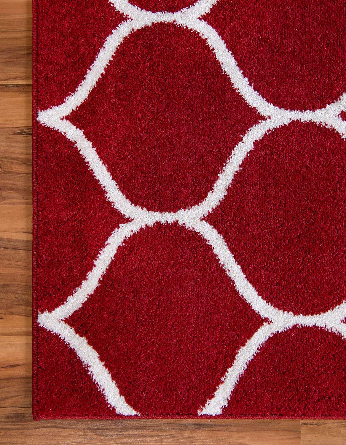 Unique Loom 10' 0 x 14' 0 Trellis Frieze Rounded Red Area Rug