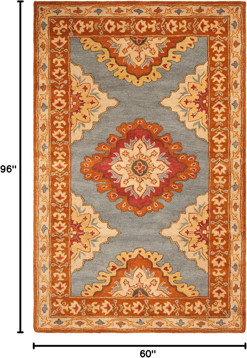 Heritage HG408 Handmade Area Rug - 5'x8' - Blue/Rust - Safavieh