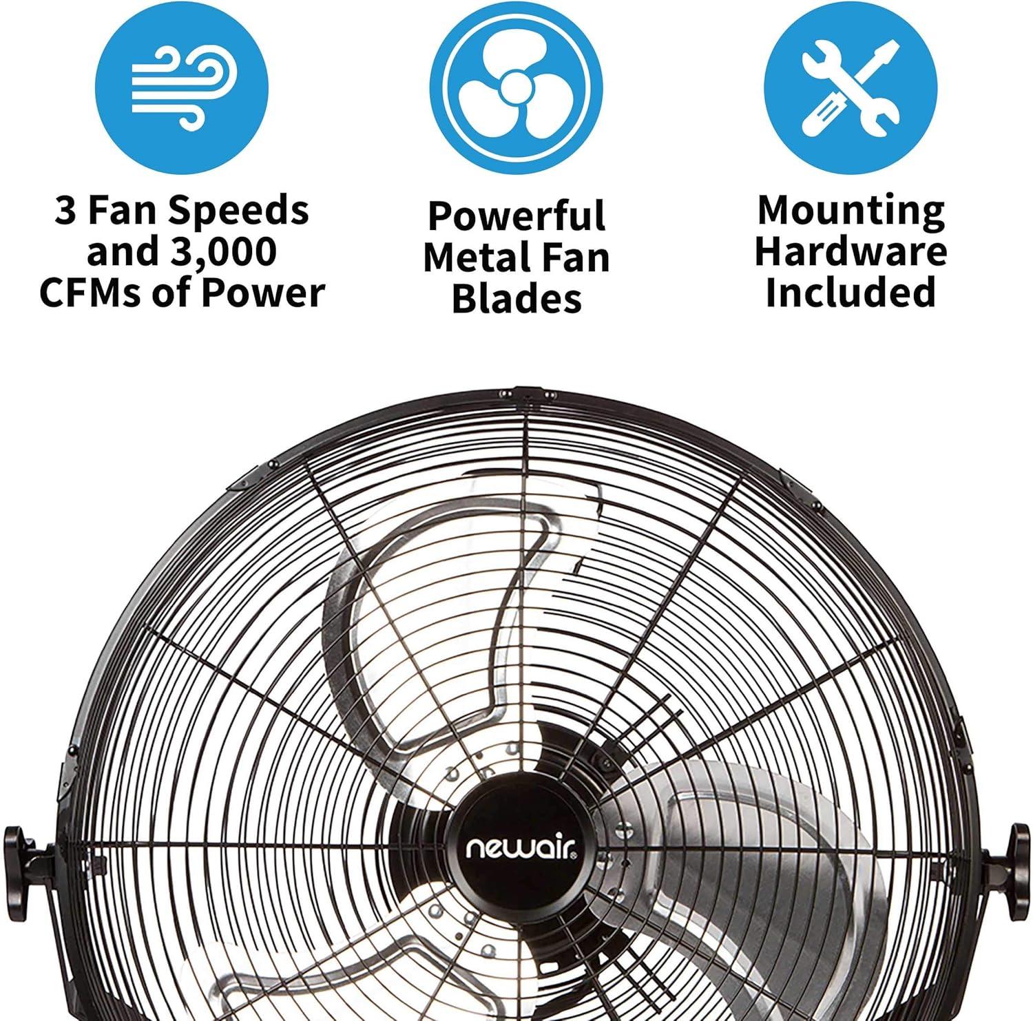 WindPro18W Industrial Black 18-inch High Velocity Wall Mount Fan