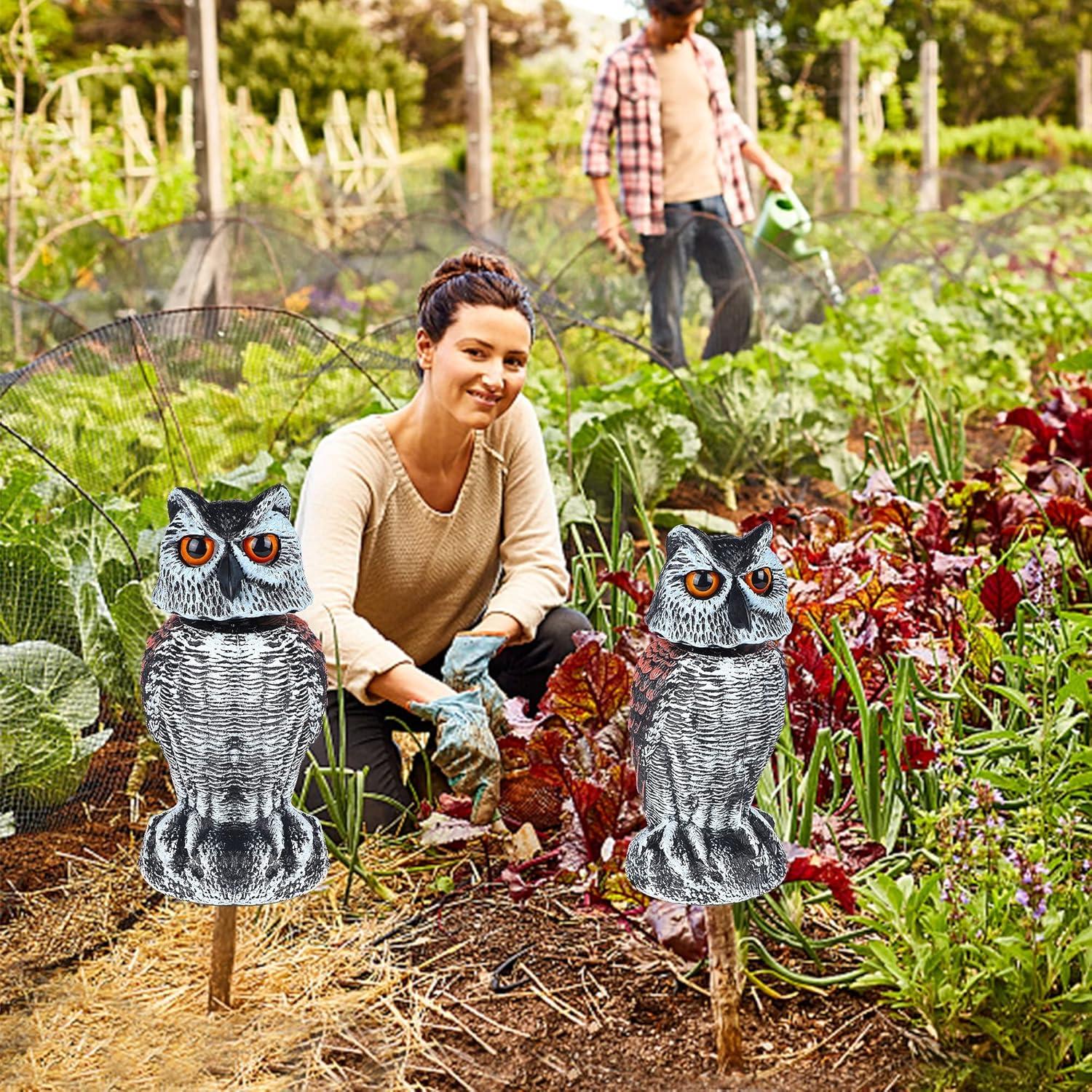2Pack Fake Owl Decoy to Keep Birds Away Garden Decoration Bird Scare Devices for Garden Outdoor Yard