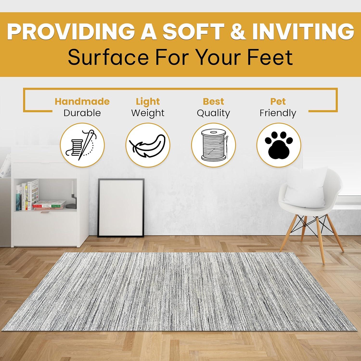 EORC Natural IVORY Hand-Knotted Wool Modern Lori Baft  Design Solid Color Rug