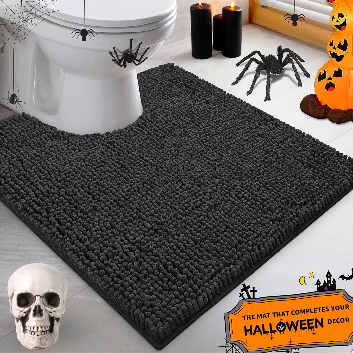 LuxUrux Soft & Plush Shaggy Plum Chenille Microfiber Bath Rug, 20" x 20'', Non-Slip Backing