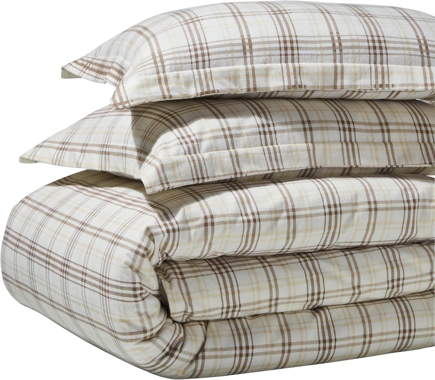 Superior Plaid Flannel Cotton Classic Modern Farmhouse Duvet Cover Set