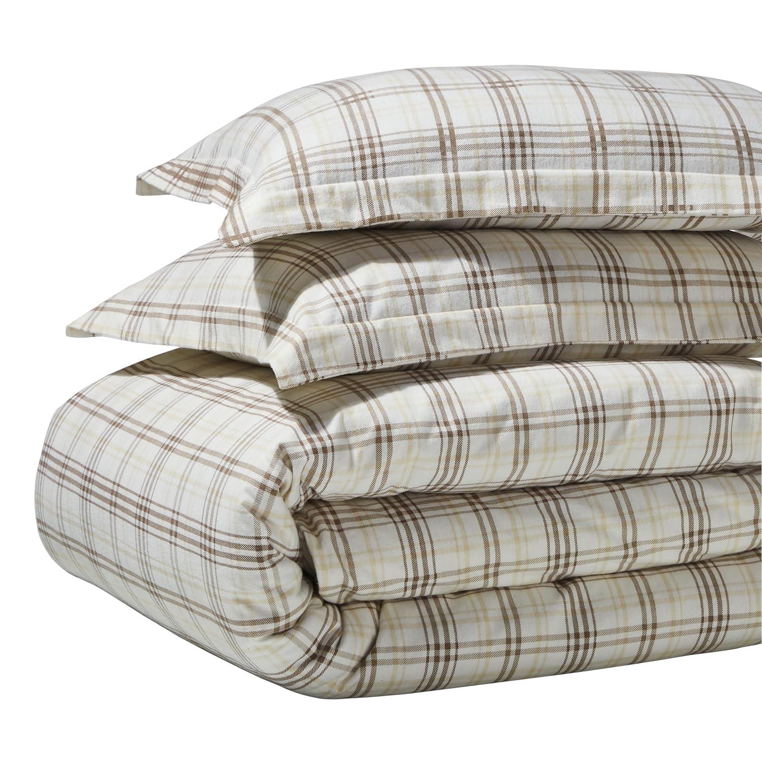 Superior Plaid Flannel Cotton Classic Modern Farmhouse Duvet Cover Set