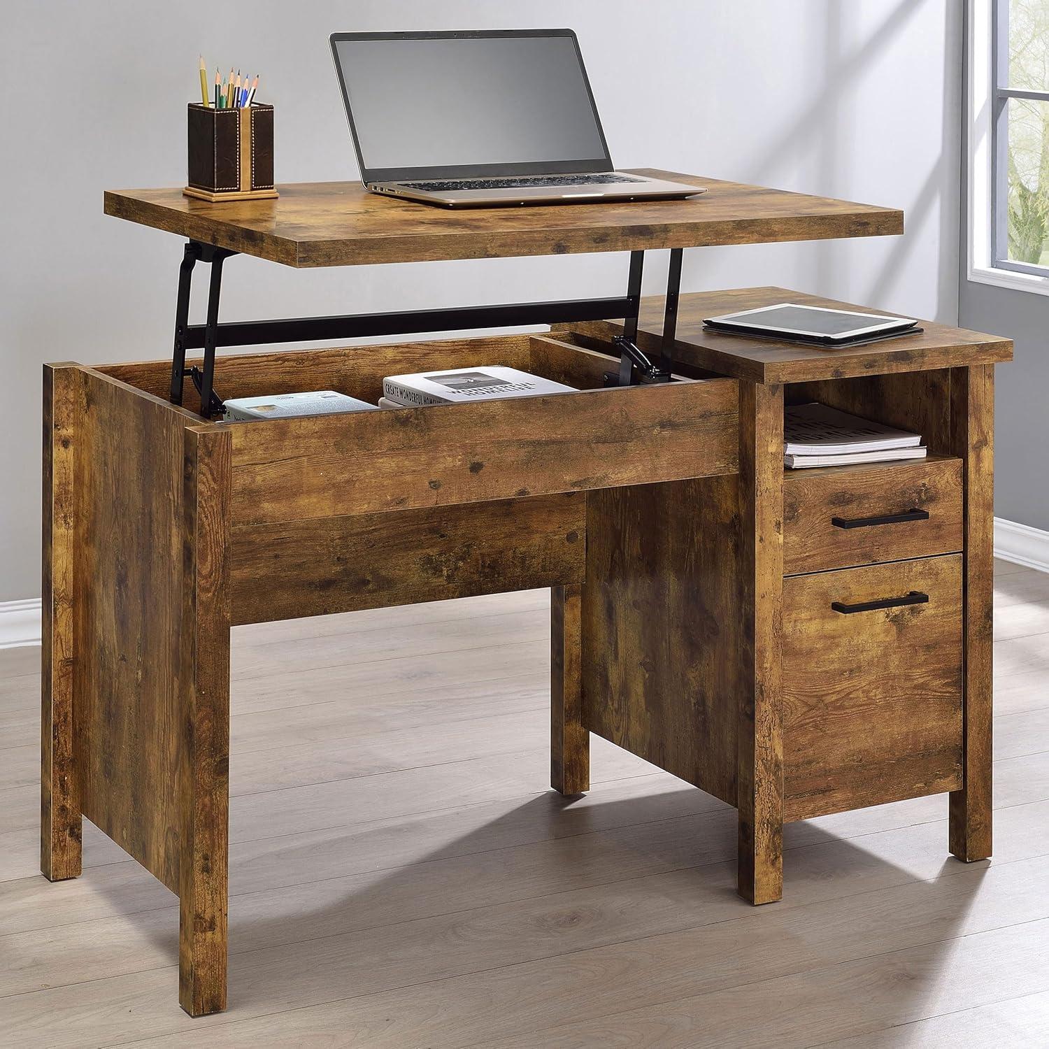 Delwin 2 Drawer Standing Office Desk Antique Nutmeg - Coaster