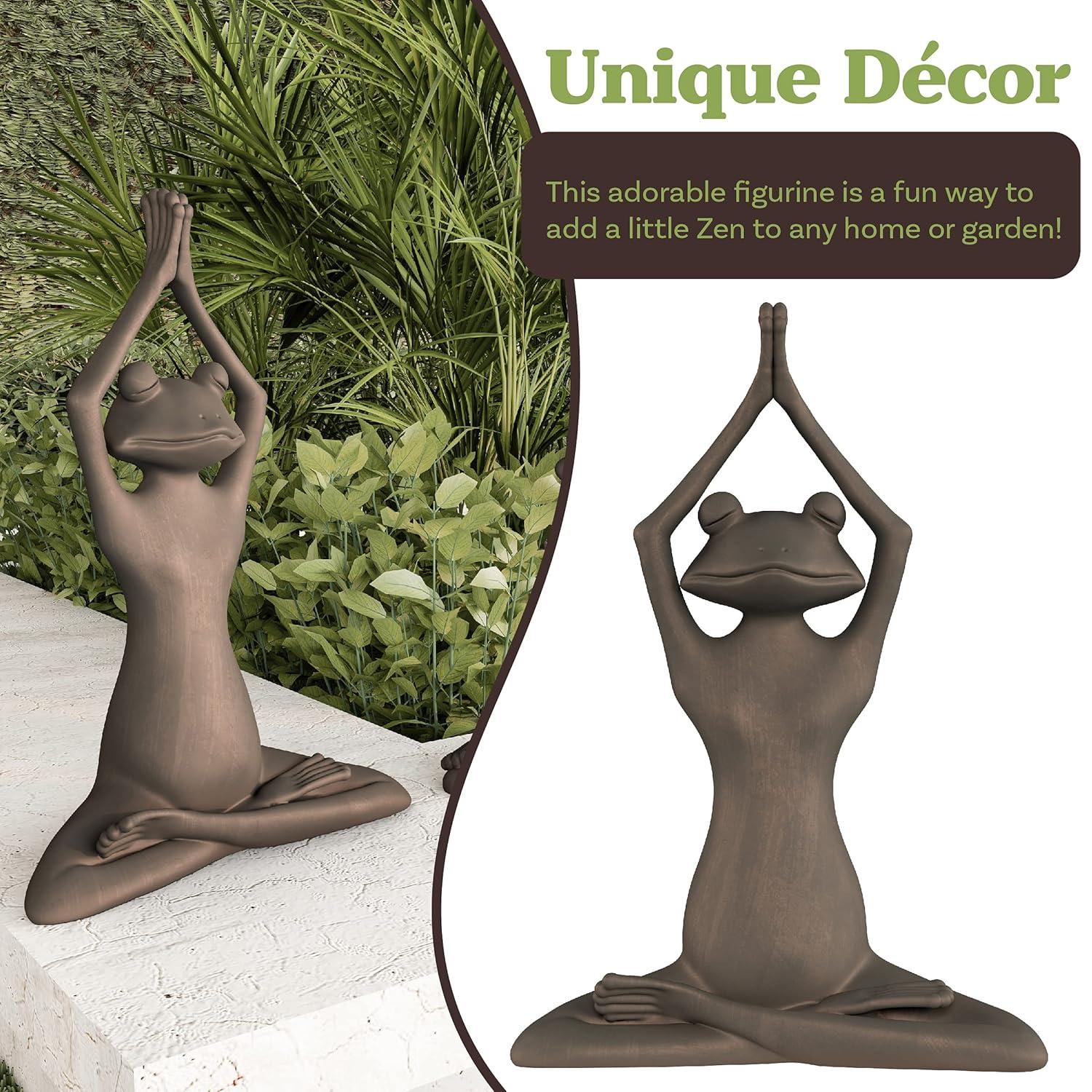 Stretching Frog Statue-Resin Zen Animal Yoga Figurine for Outdoor Lawn & Garden Decor