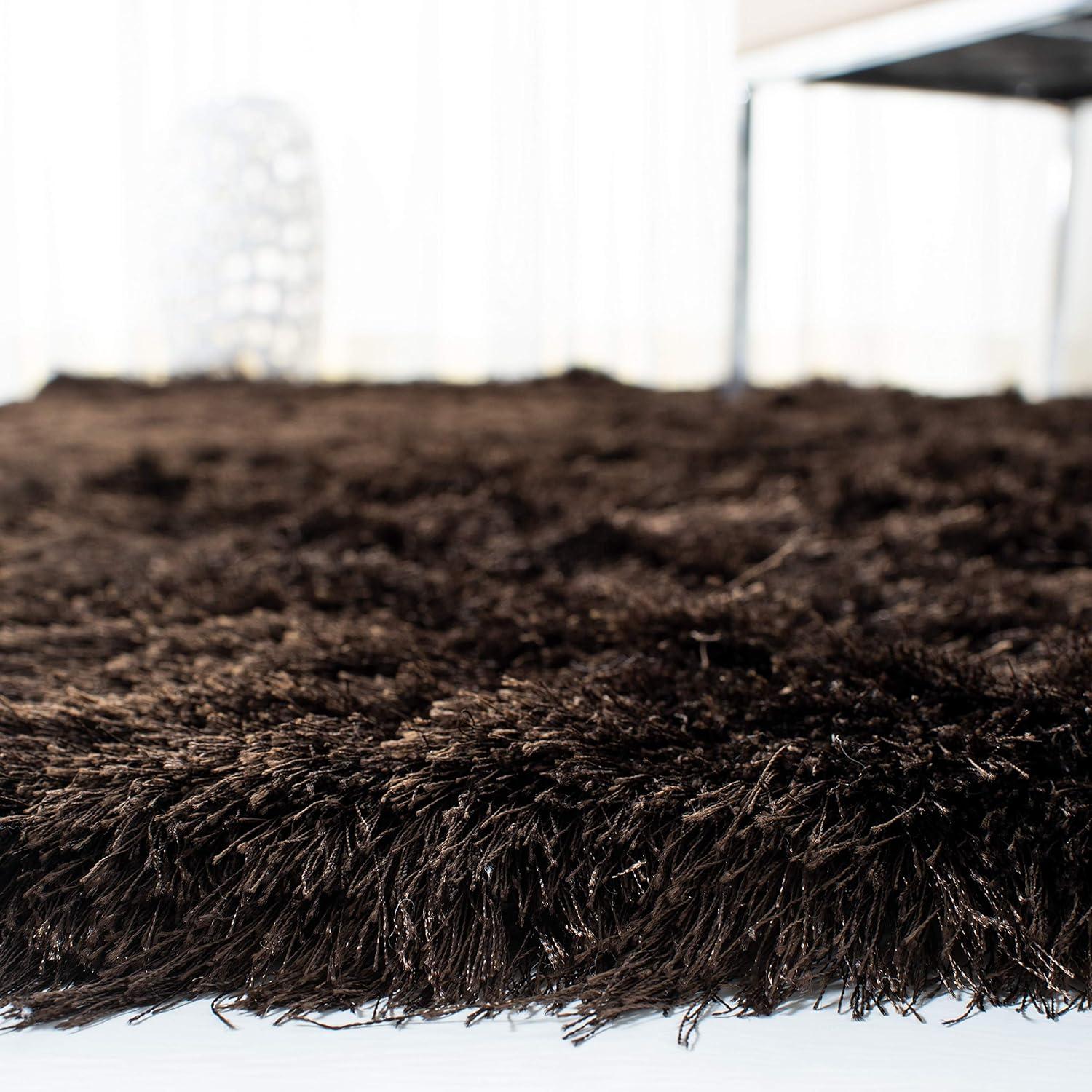 SAFAVIEH Paris Darwin Plush Polyester Shag Area Rug, Chocolate, 5' x 8'