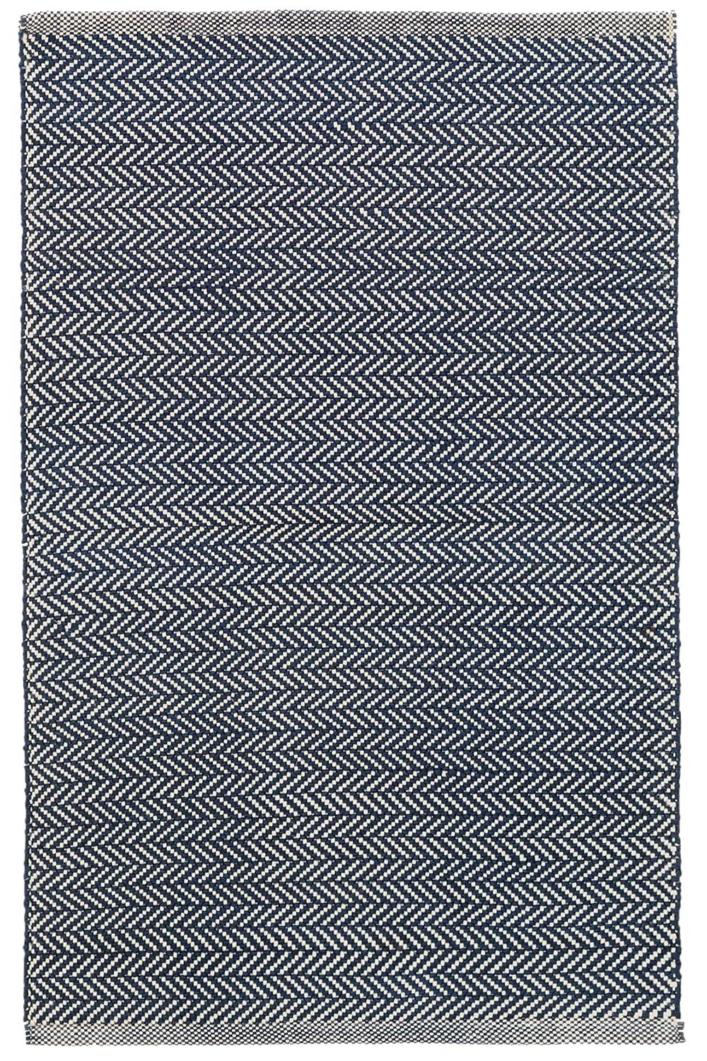 Herringbone Indigo Handwoven Cotton Rug