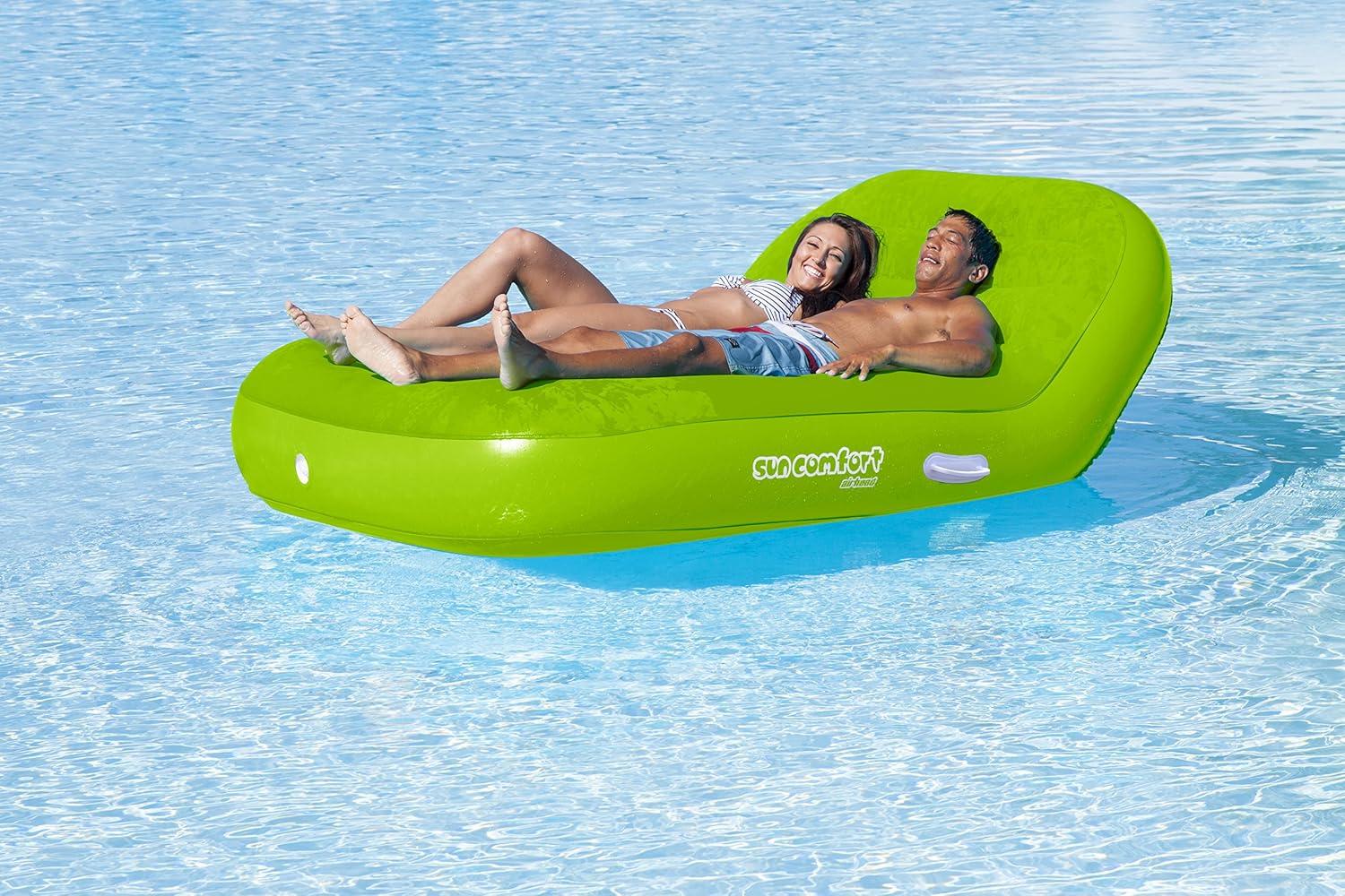 Lime Green Suede Double Chaise Lounge Pool Float