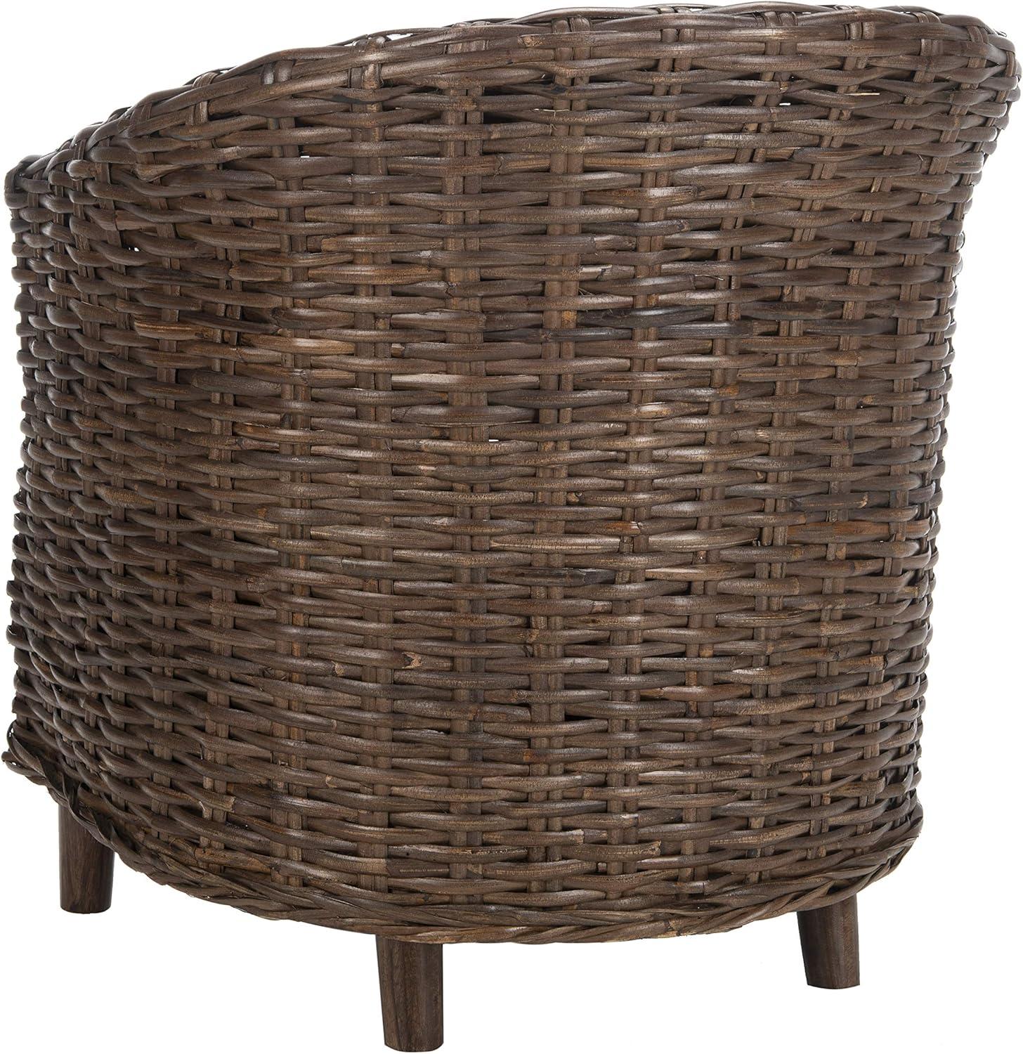 Omni Barrel Chair - FOX6501 - White/Brown - Safavieh