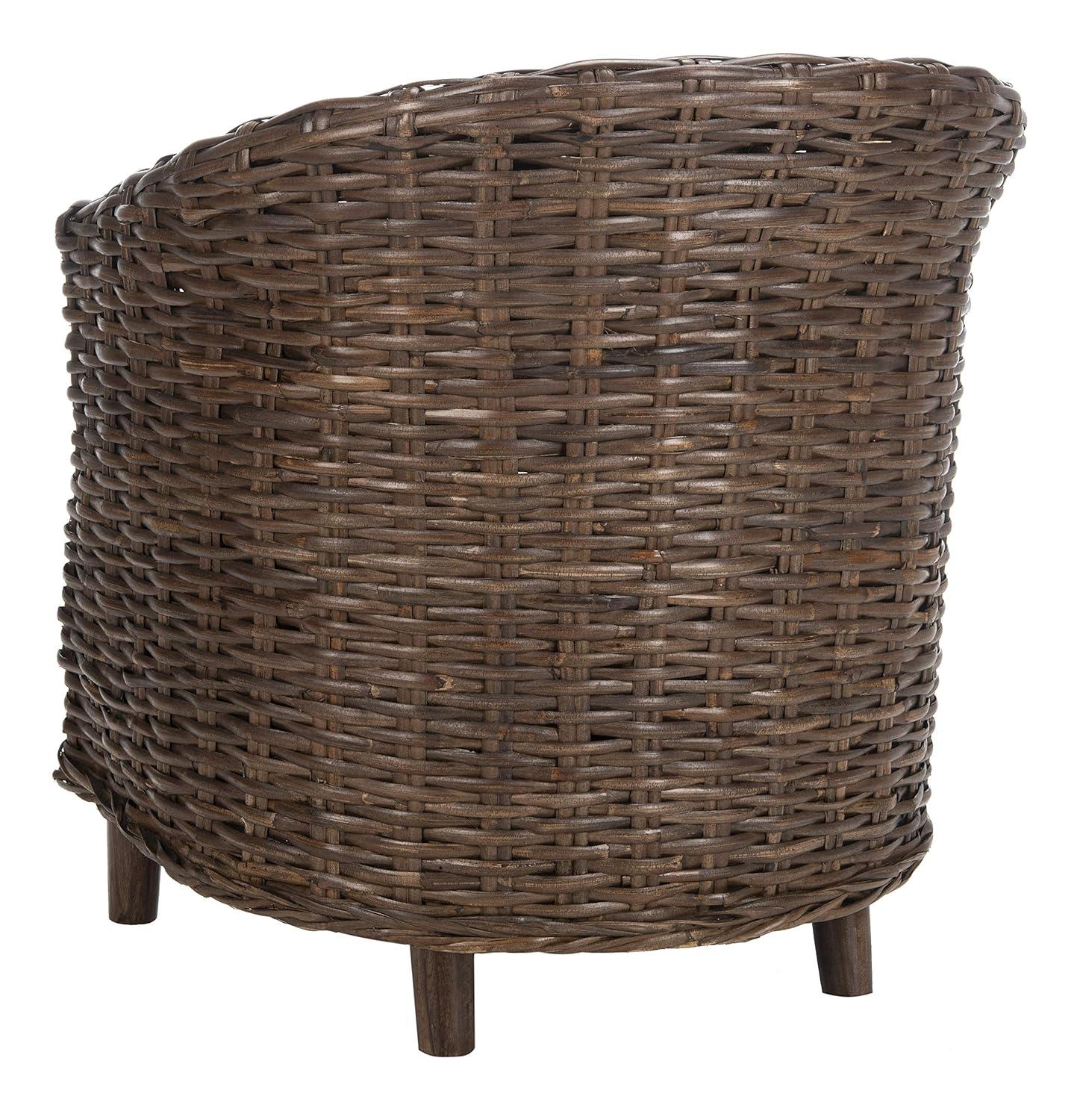 Omni Barrel Chair - FOX6501 - White/Brown - Safavieh
