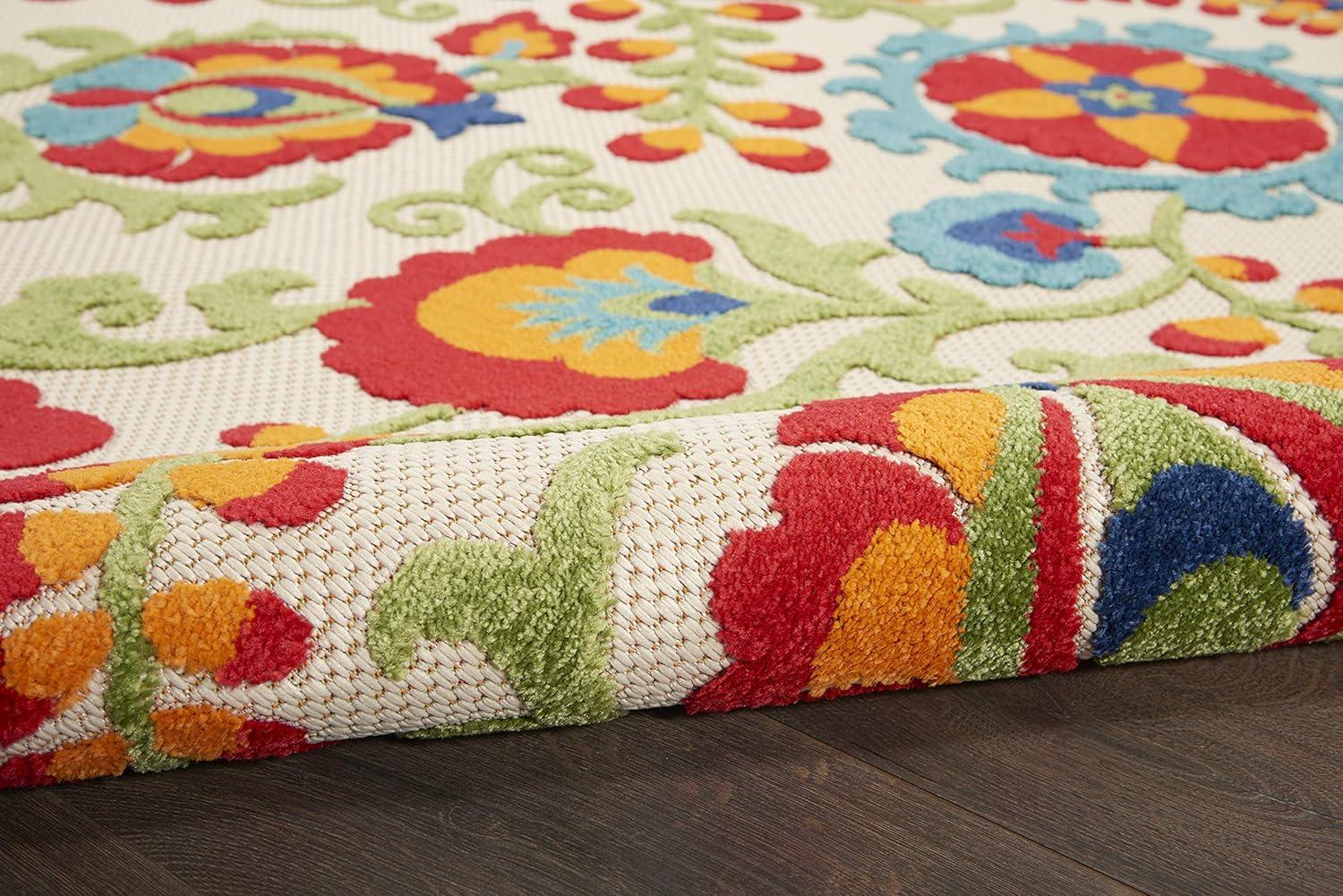 Nourison Aloha Floral Textured Flatweave High-Low Indoor Outdoor Runner Rug Multicolor 2' x 6'