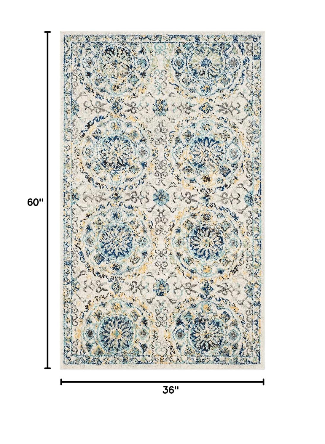 Evoke EVK252 Power Loomed Accent Rug - Ivory/Blue - 3'x5' - Safavieh.