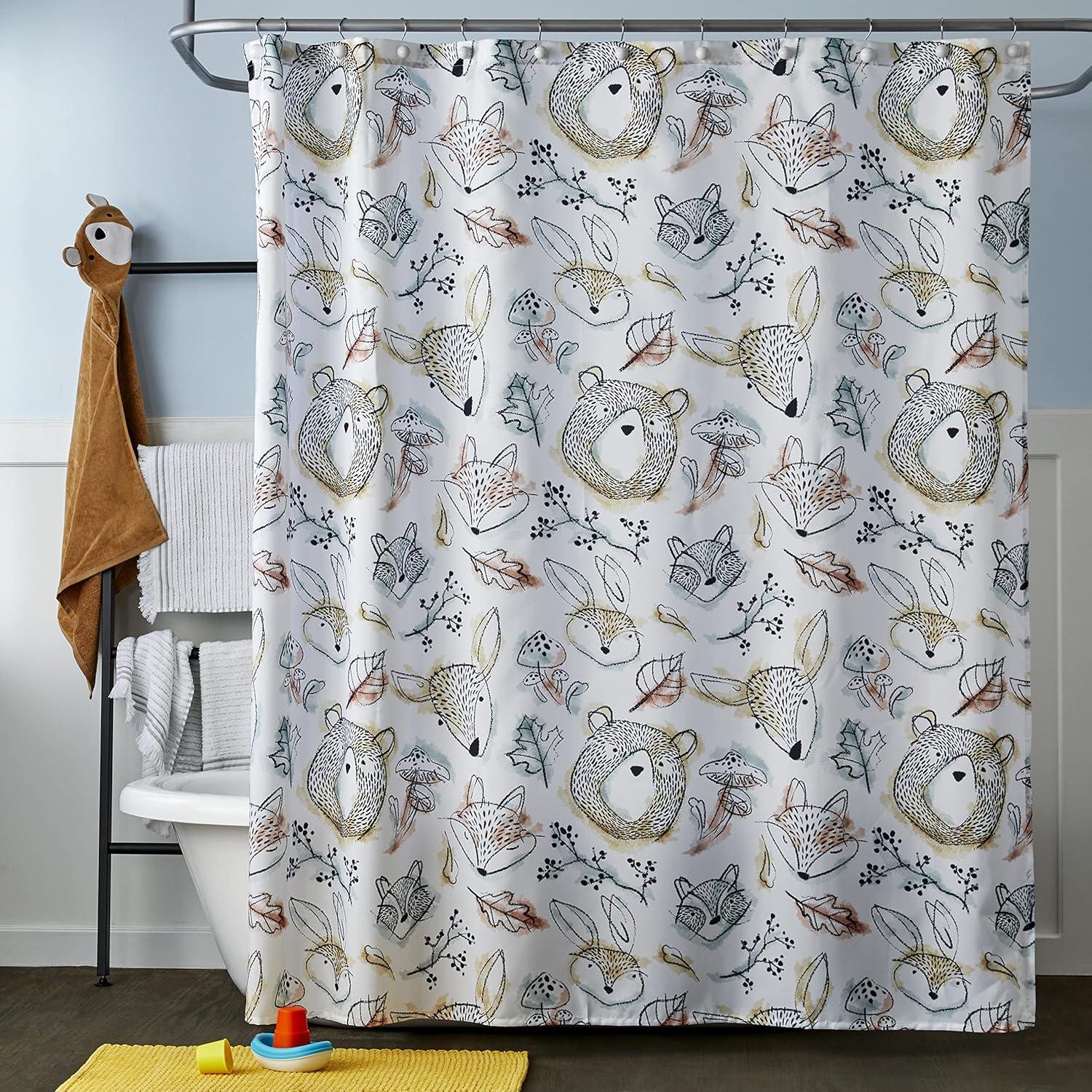 SKL Home Sketched Woodland Animal Print Shower Curtain