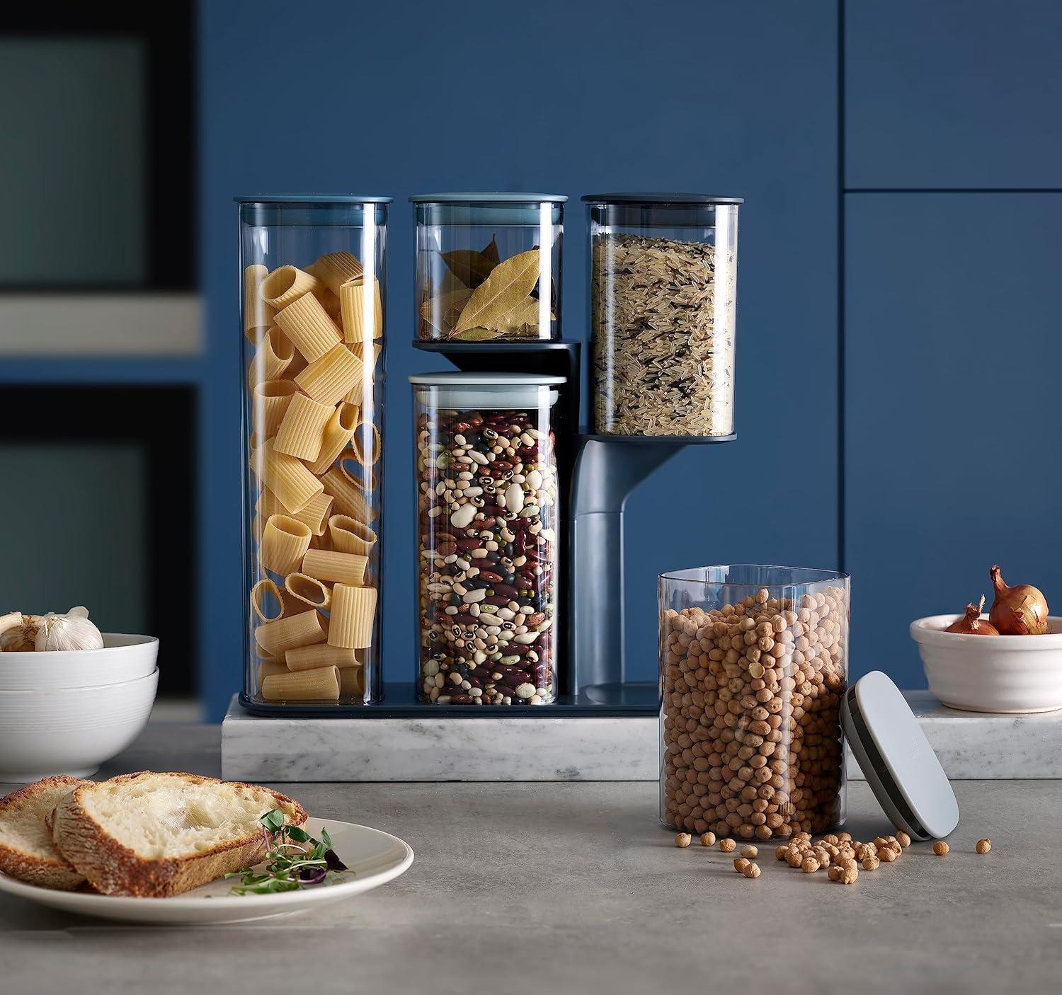 Joseph Joseph Podium 10pc Storage Container Set - Sky: Airtight, Stackable, Food Storage Canisters, 2-Year Warranty