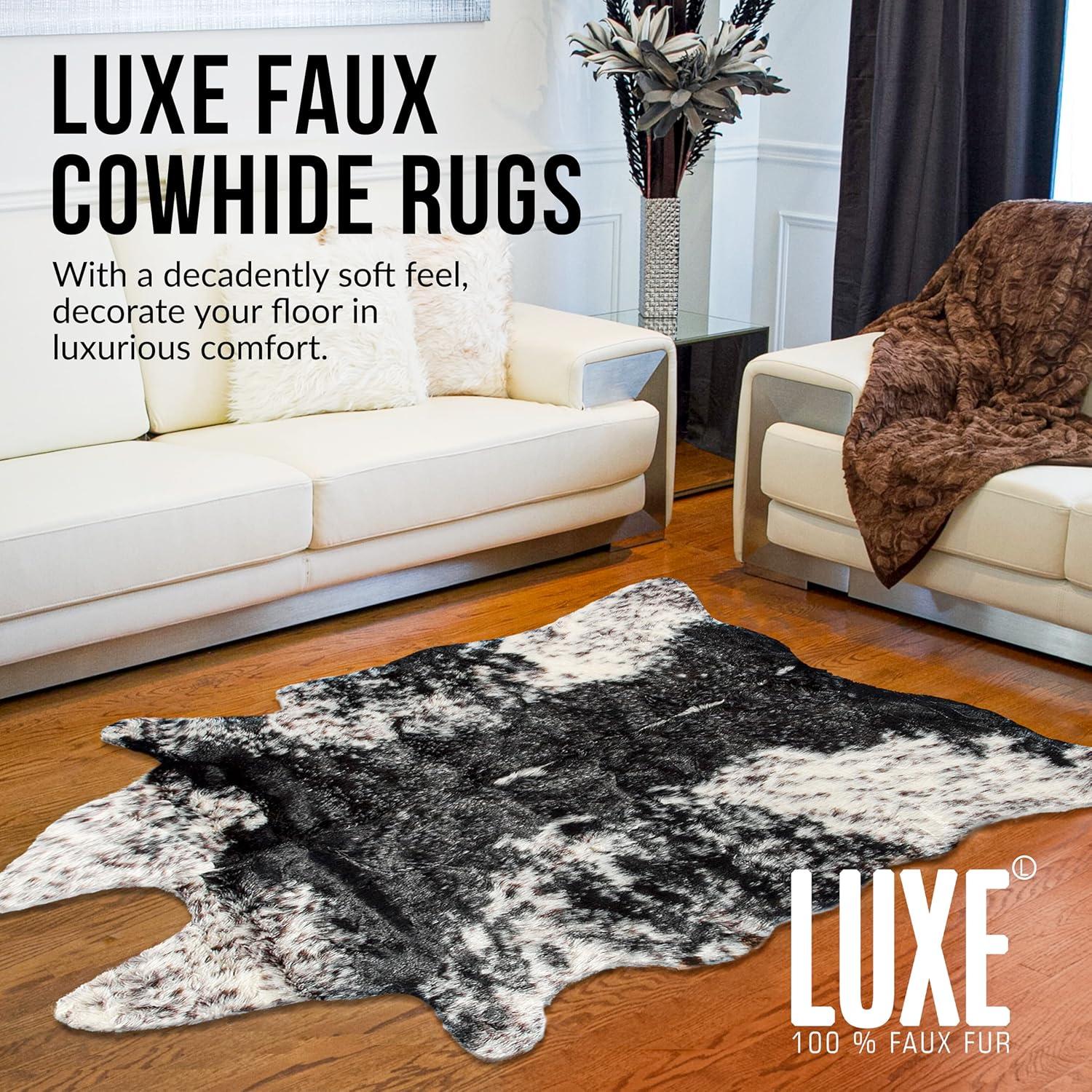 Luxe Faux Cowhide Rug 2 ft Soft Animal-Free Plush Machine Washable