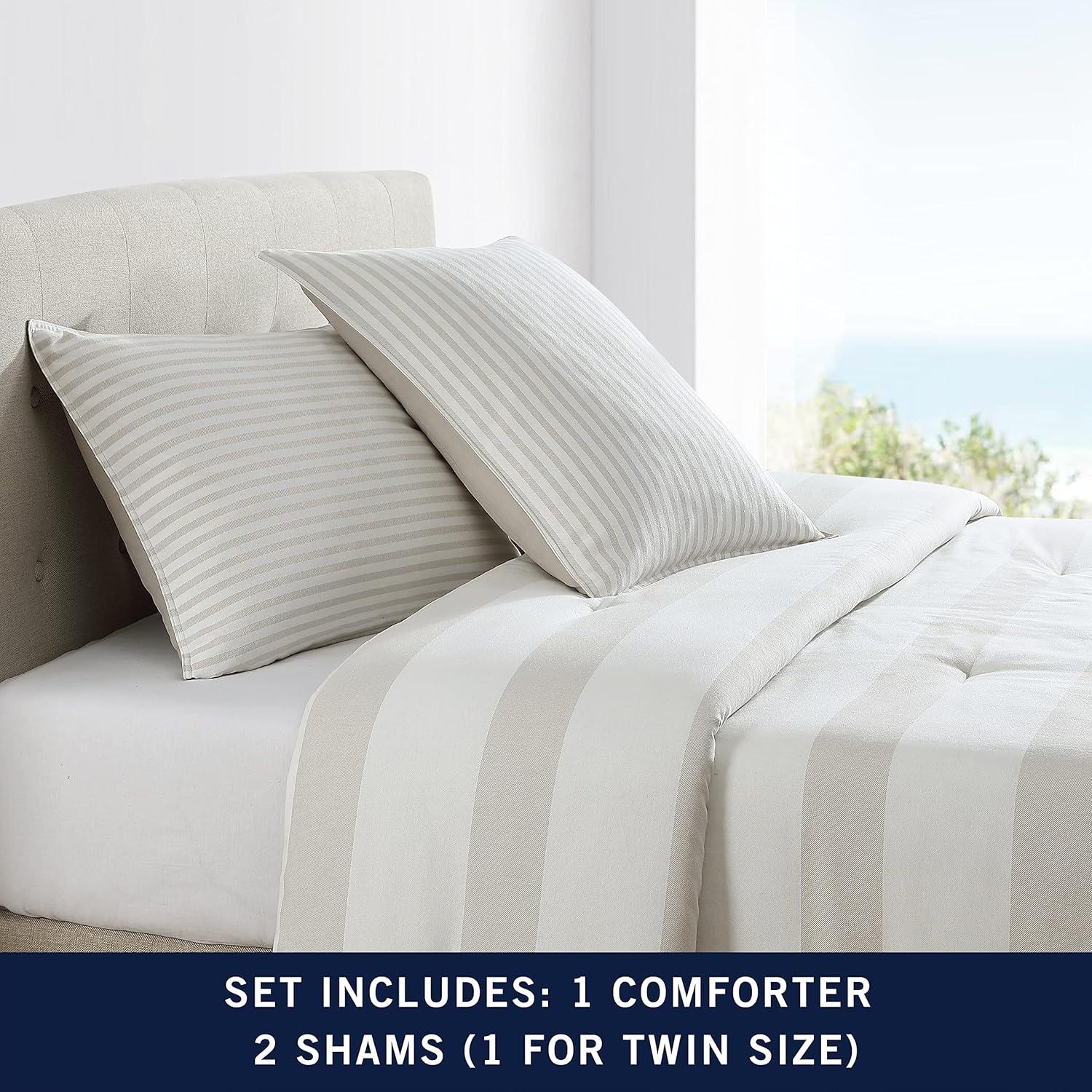 Nautica Saybrook Cotton Reversible Beige Comforter Set