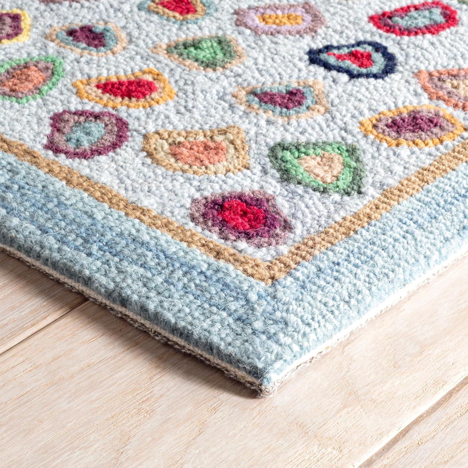 Cat'S Paw Blue Hand Micro Hooked Wool Rug