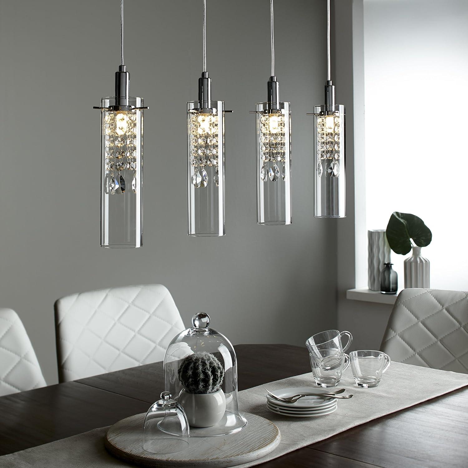 Glamor Adjustable 4-Light Chrome & Glass LED Pendant