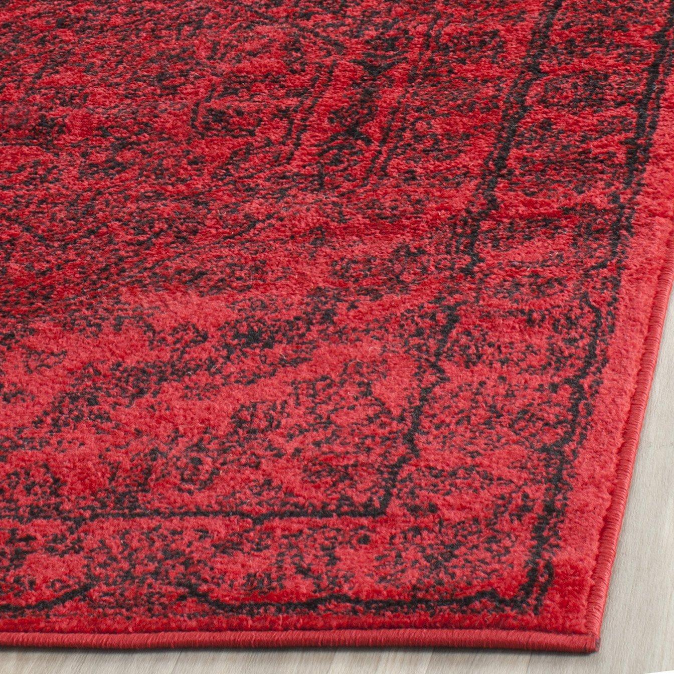 Adirondack ADR108 Power Loomed Area Rug - Red/Black - 4'x4' - Safavieh.