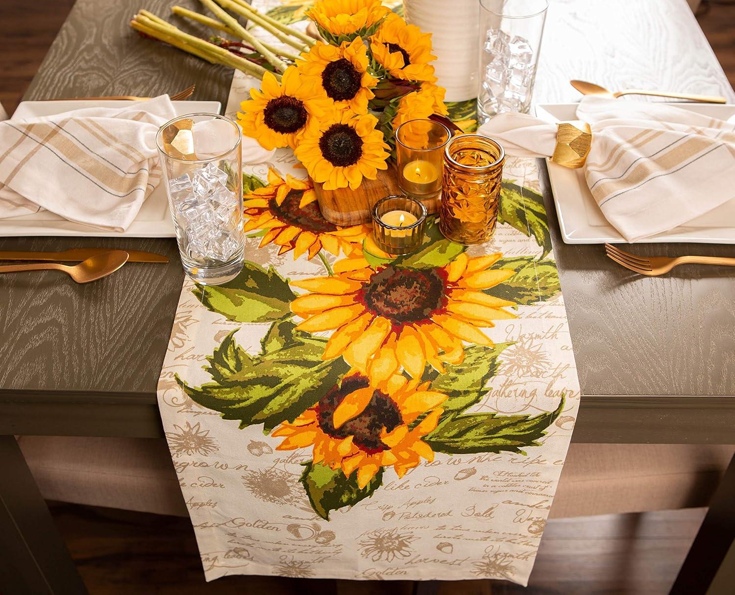 Colorful Cotton Sunflower Print Table Runner 14x72