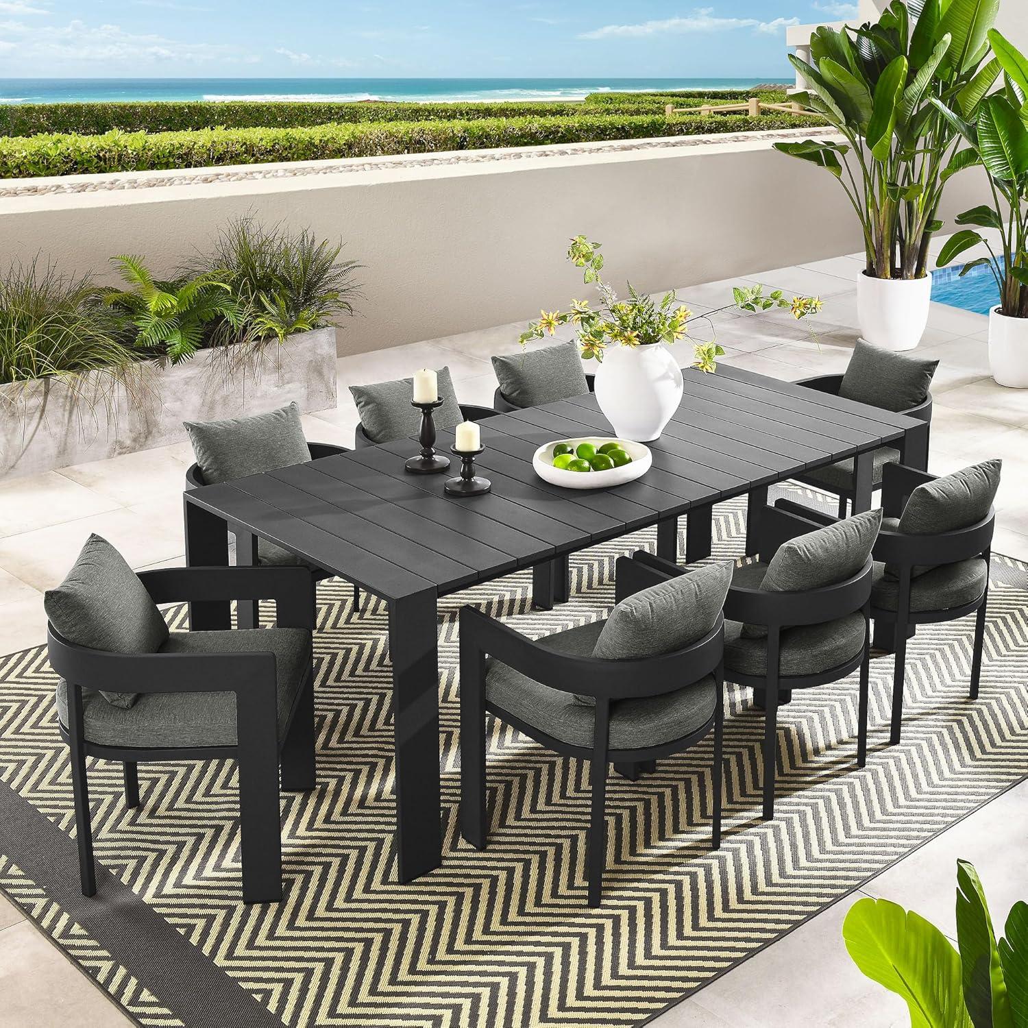 Tahoe Gray Aluminum 9-Piece Outdoor Dining Set with Cushions