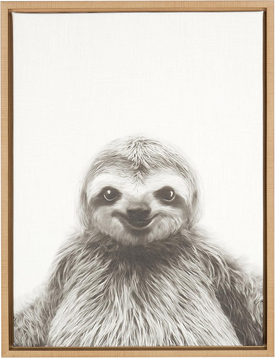 24" x 18" Sloth Framed Canvas Art - Uniek