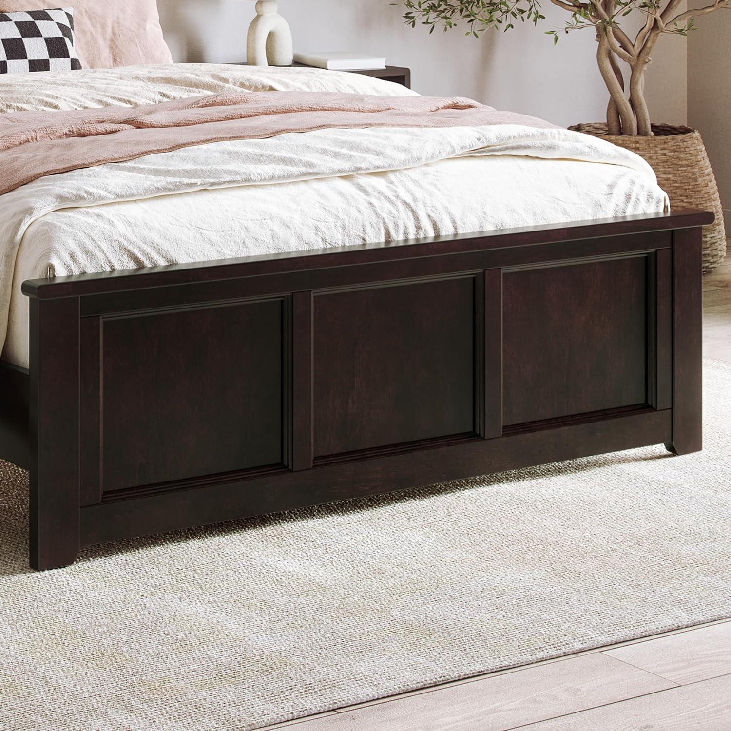AFI Charlotte Queen Solid Wood Low Profile Platform Bed with Matching Footboard, Espresso
