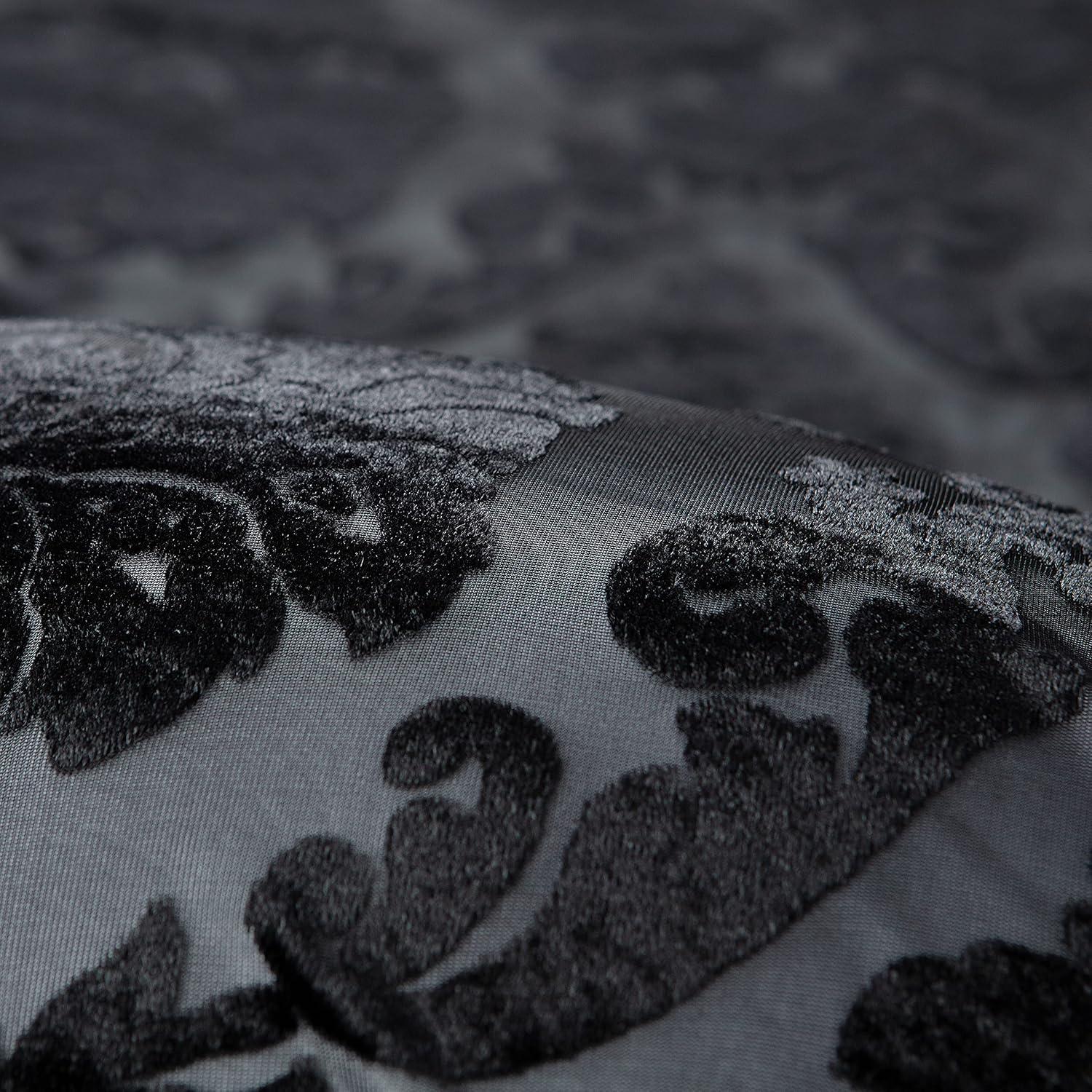 Chanasya 2pk Devore Damask Sheer Grommet Window Curtain Panels - Set of 2 - 52 x 96 Inches Long - Aubergine