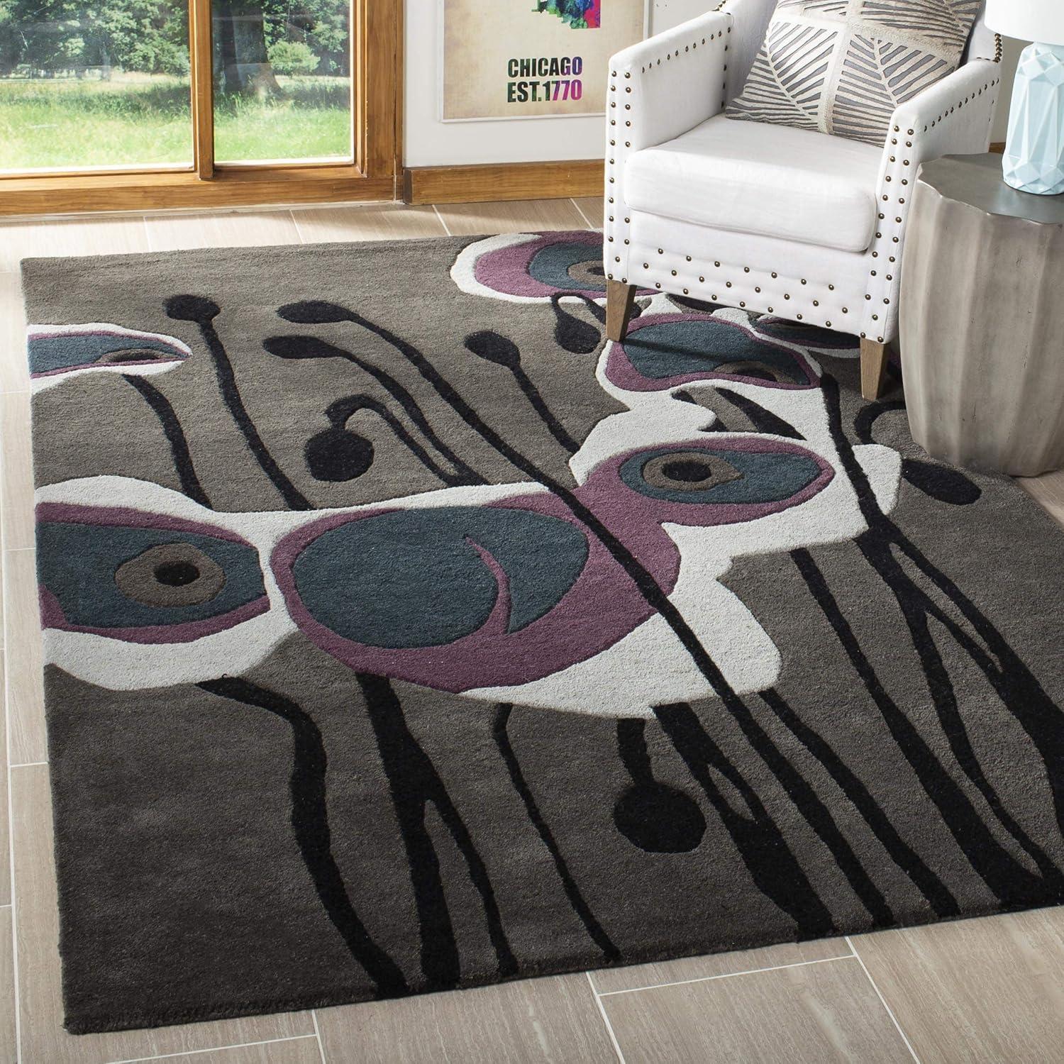 Soho SOH853 Hand Tufted Area Rug - Grey/Orange - 6'x9' - Safavieh.