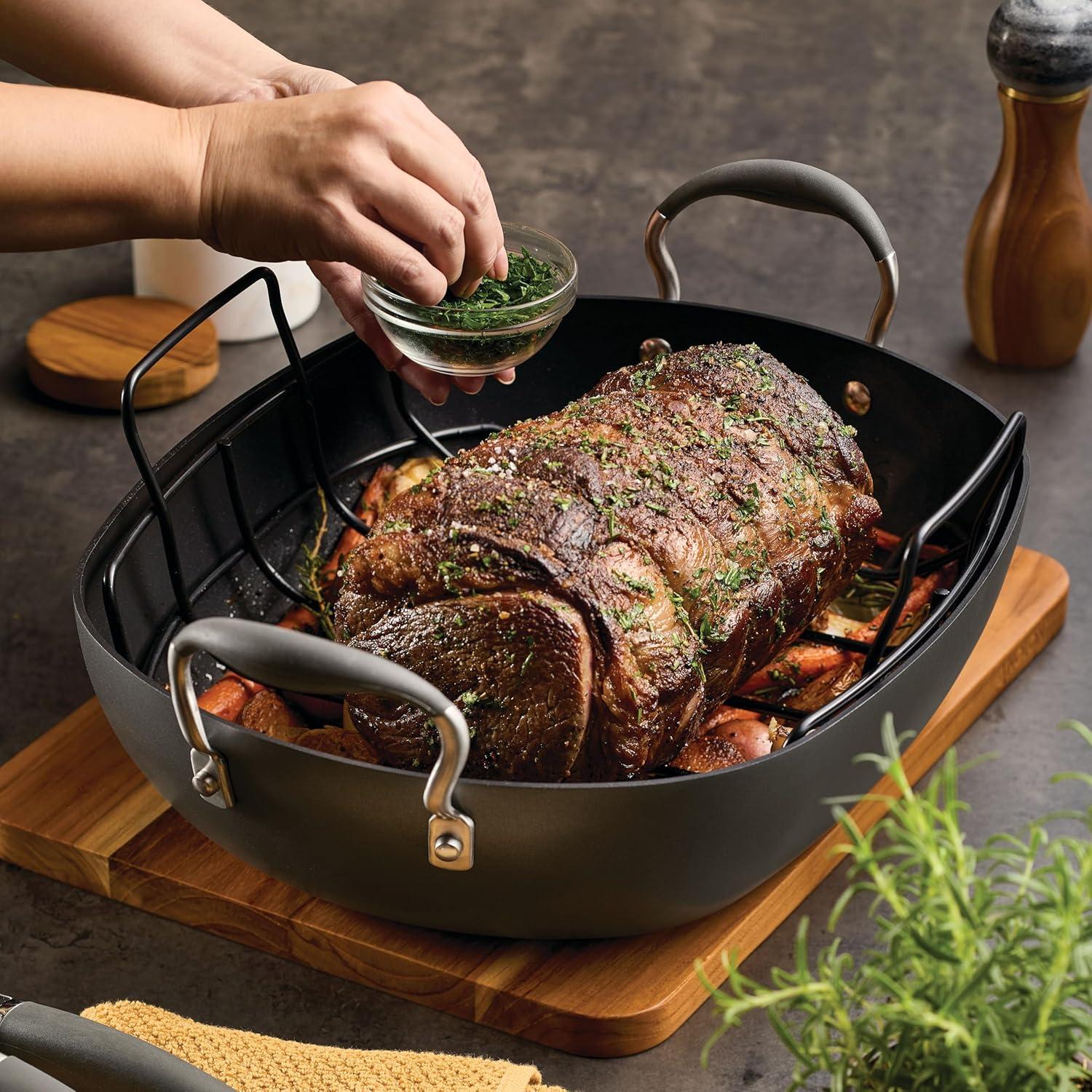 Anolon Advanced Hard Anodized Nonstick Roaster / Roasting Pan with Rack