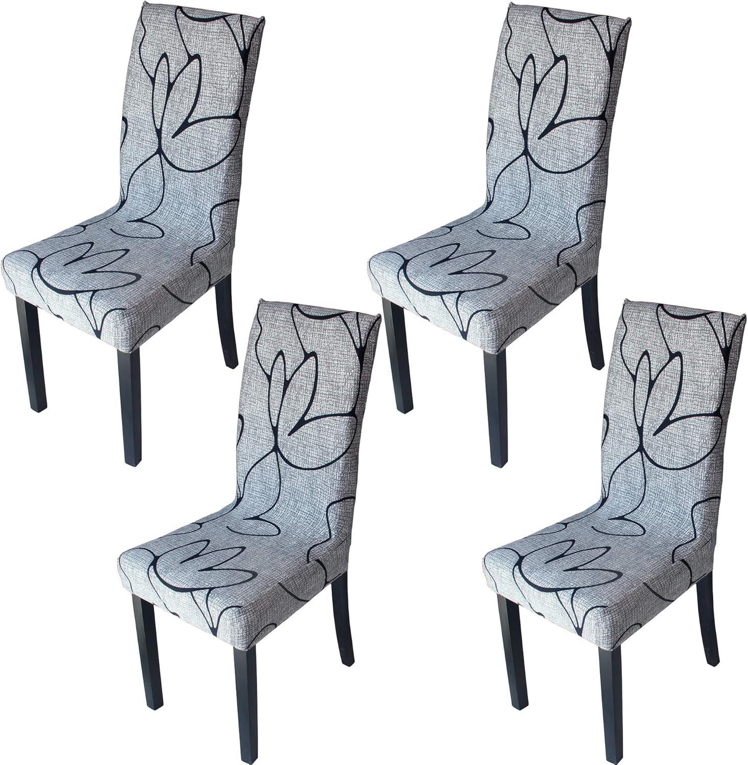 Chair Covers for Dining Room 4 Pack, Solid Stretch Dining Chair Covers, Washable Kitchen Slip Covers, Parson Chair Covers Set of 4 (Gray Lotus, 4 Pack)