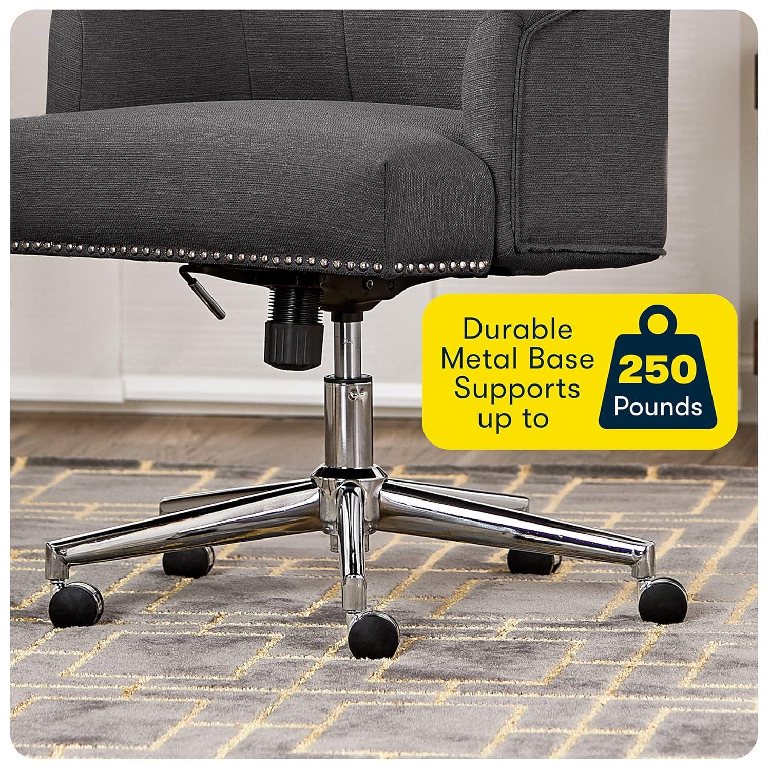 Style Leighton Home Office Chair Inviting Graphite - Serta: Mid-Back, Twill Fabric, Adjustable