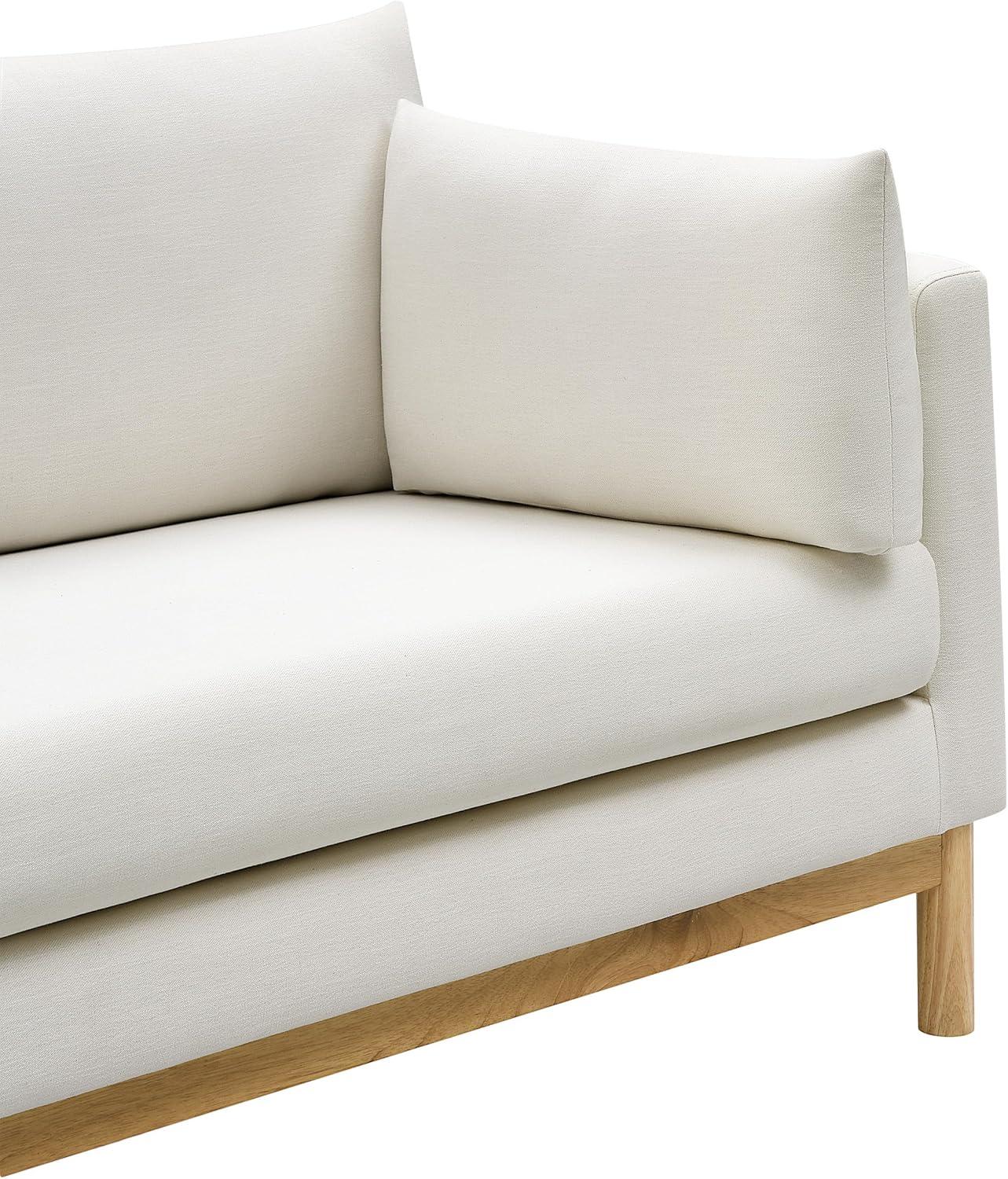 Meridian Furniture 157Cream-L Langham Collection Mid-Century Modern Linen Textured Fabric Upholstered Loveseat, Cream Linen Textured Fabric, Natural Finish Wood Base, 66" W x 33.5" D x 33" H, Cream