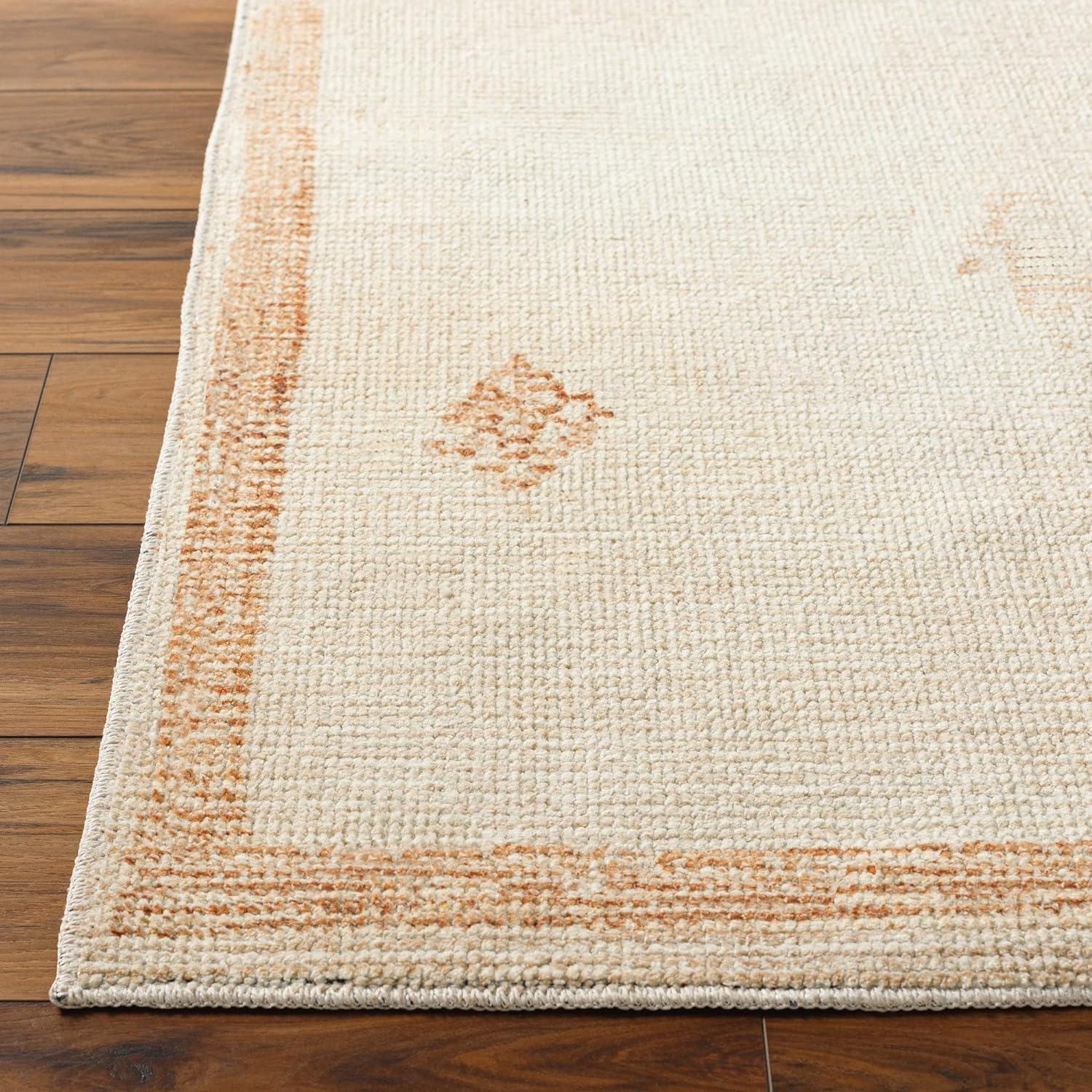 Ivory Elegance 5'3" x 7' Hand-Knotted Synthetic Area Rug