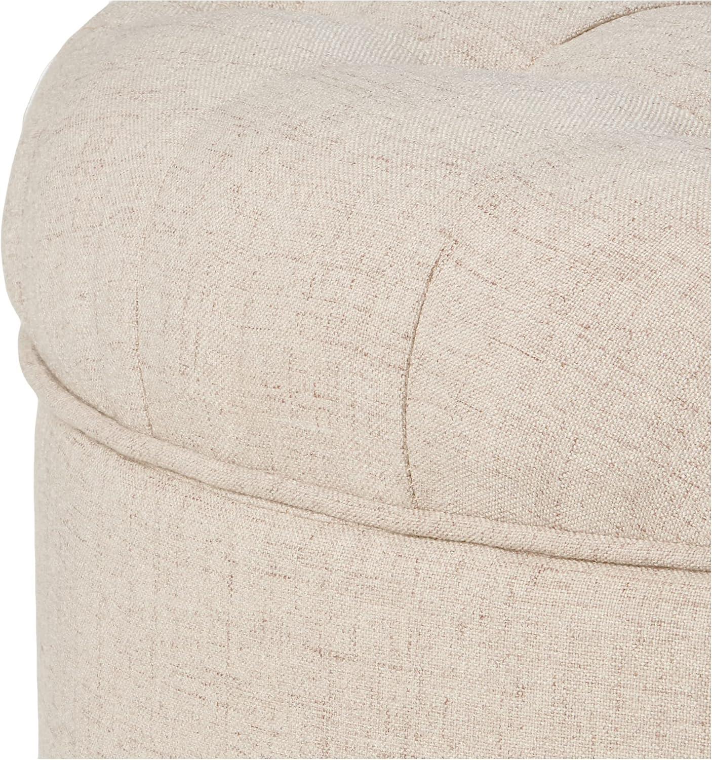 Large Tufted Round Storage Ottoman - HomePop