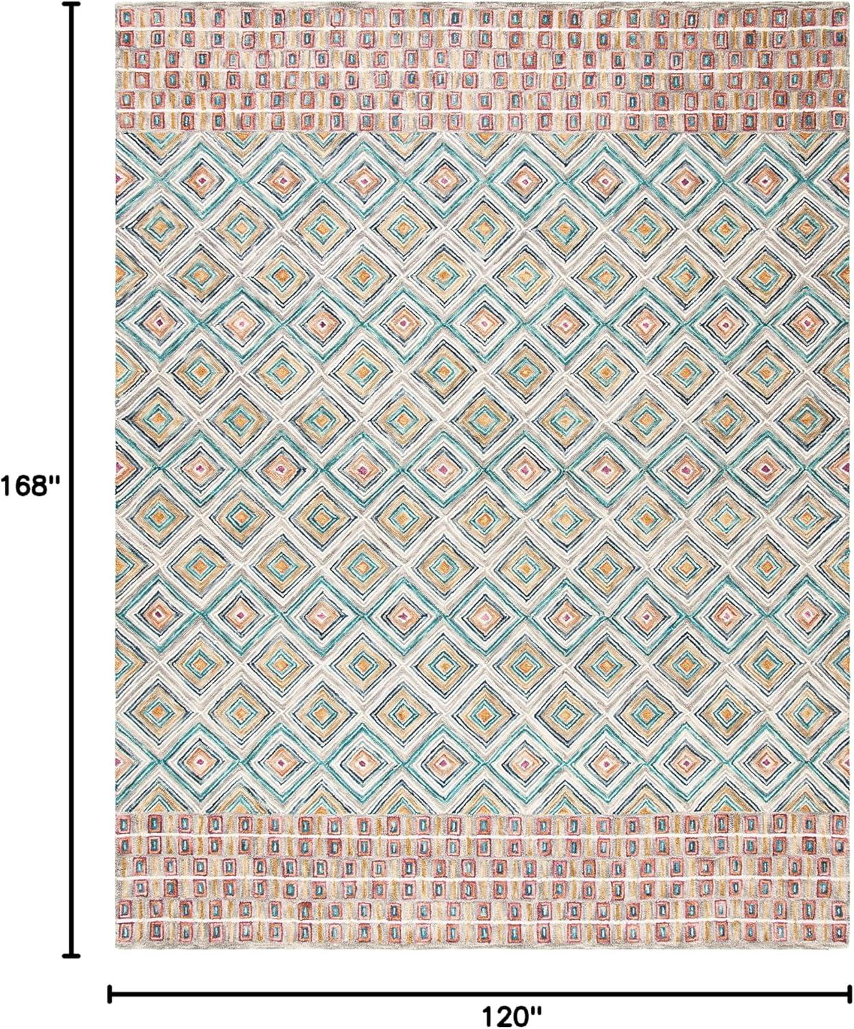 SAFAVIEH Aspen Maurice Geometric Wool Area Rug, Green/Red, 10' x 14'