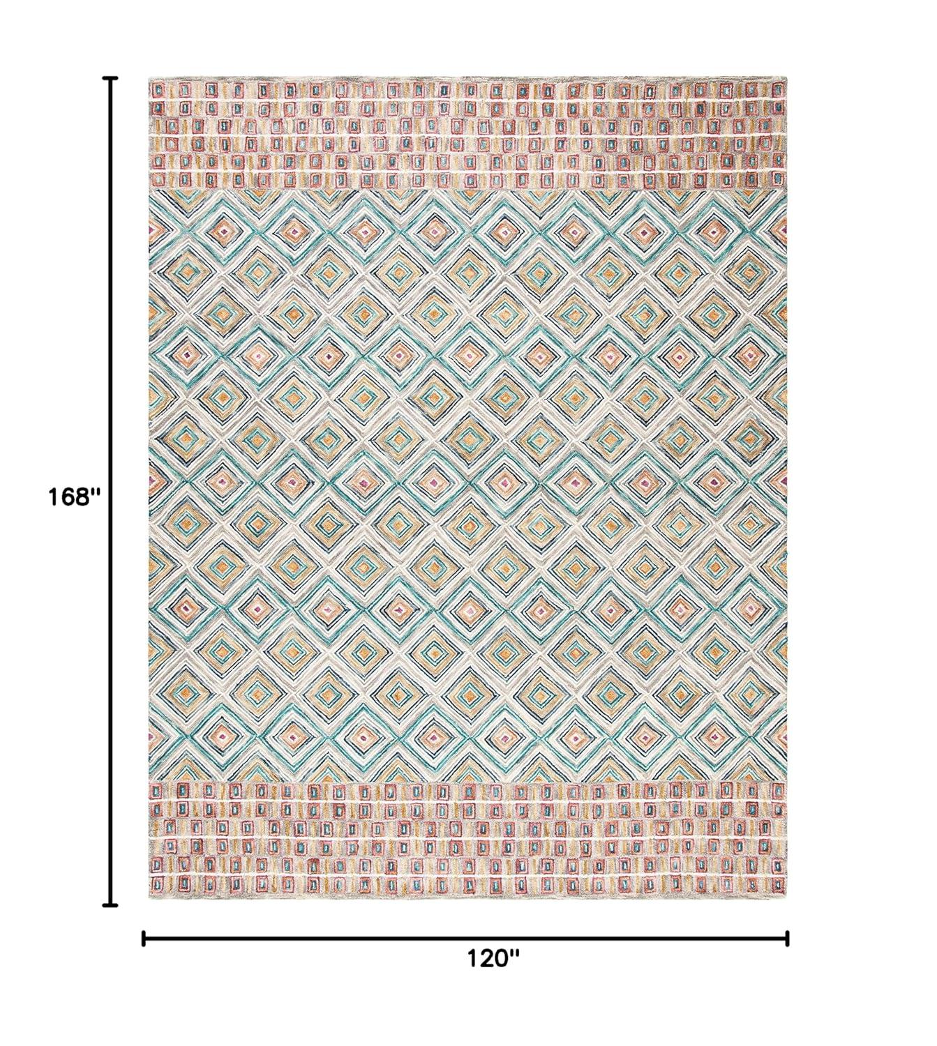 SAFAVIEH Aspen Maurice Geometric Wool Area Rug, Green/Red, 10' x 14'