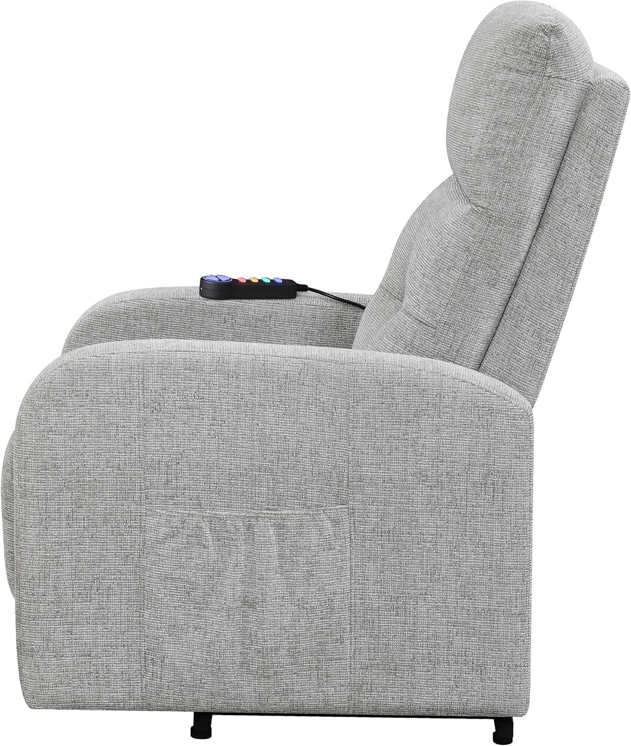 Coaster Howie Tufted Fabric Upholstered Power Lift Recliner in Gray
