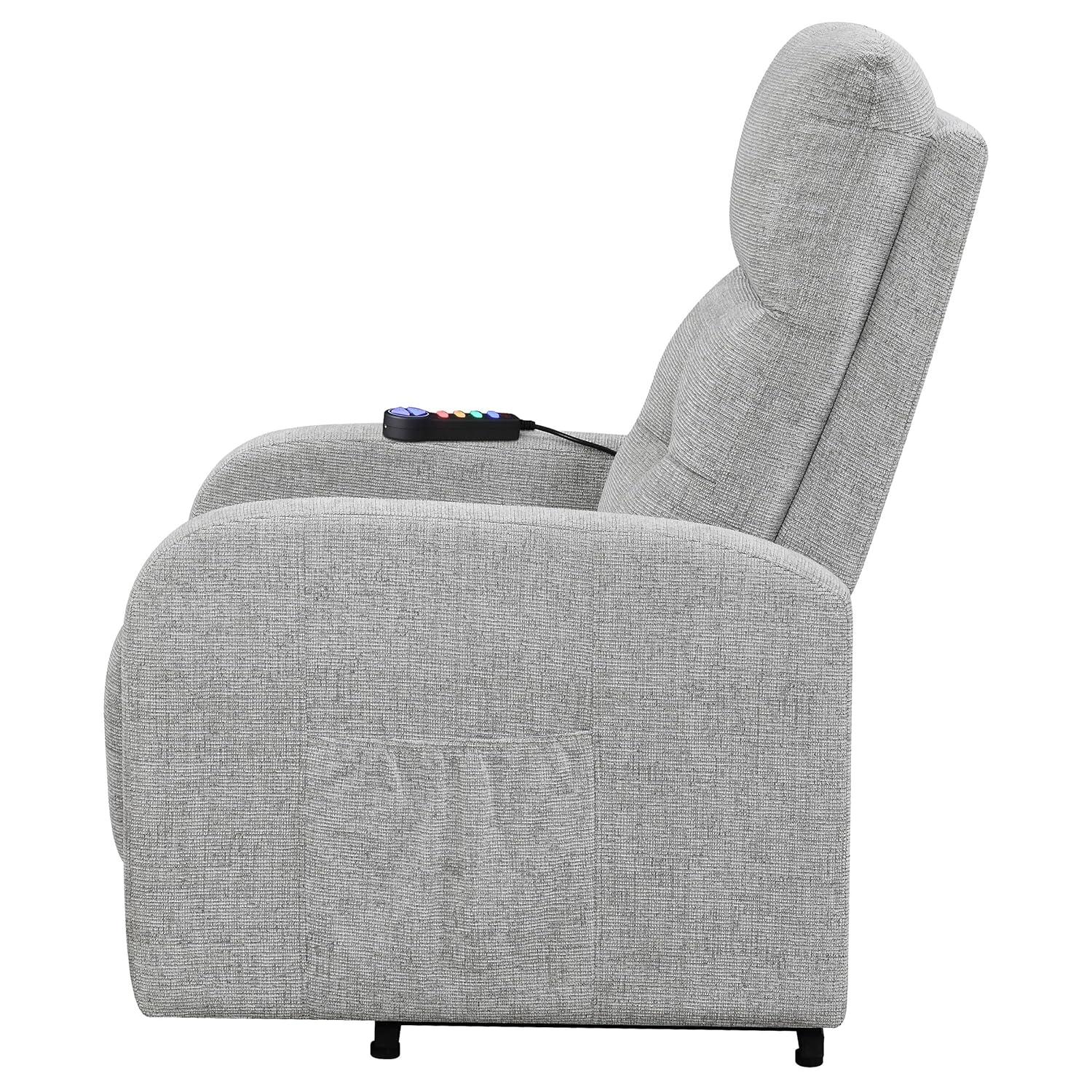 Coaster Howie Tufted Fabric Upholstered Power Lift Recliner in Gray