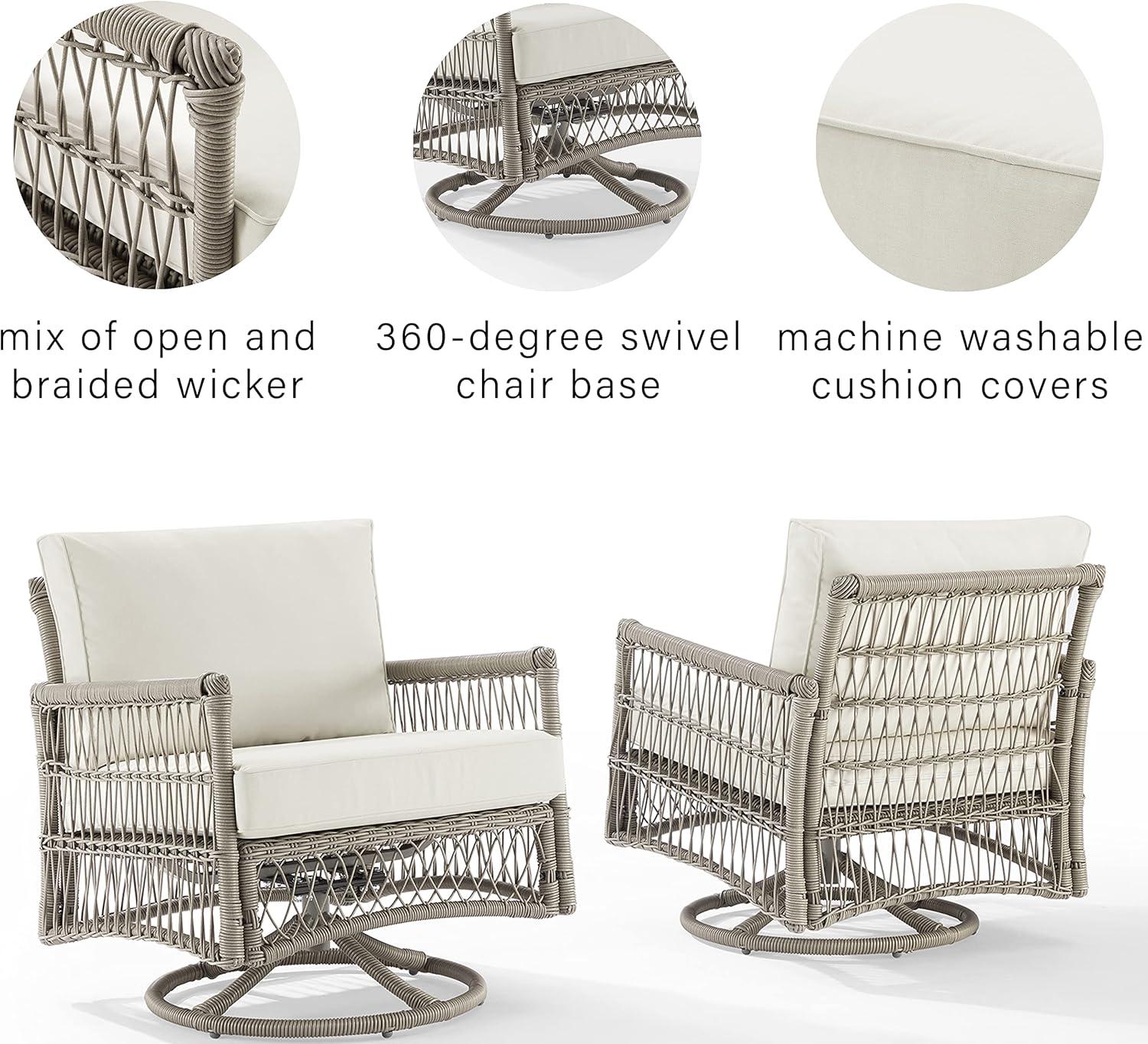 2pk Thatcher Outdoor Steel Swivel Rocking Chairs: Resin Wicker, Weather-Resistant - Crosley