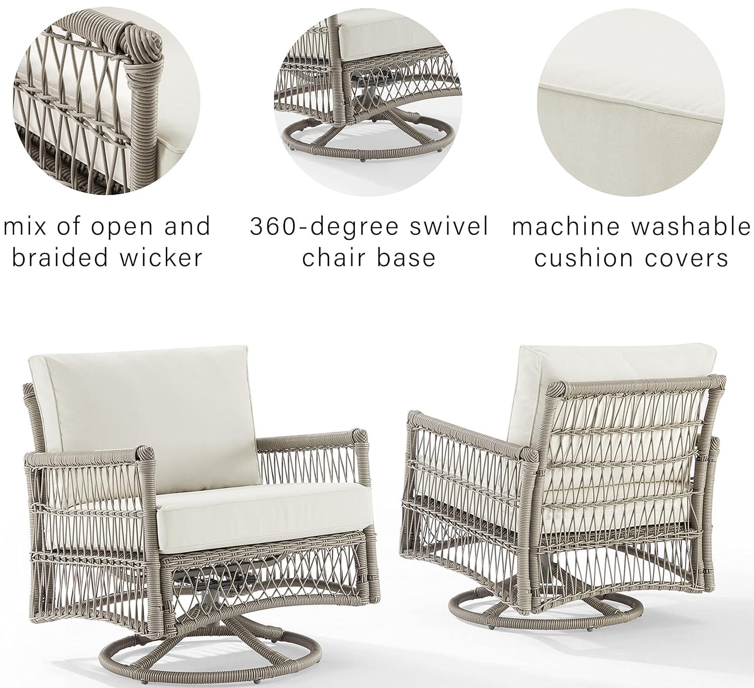 2pk Thatcher Outdoor Steel Swivel Rocking Chairs: Resin Wicker, Weather-Resistant - Crosley