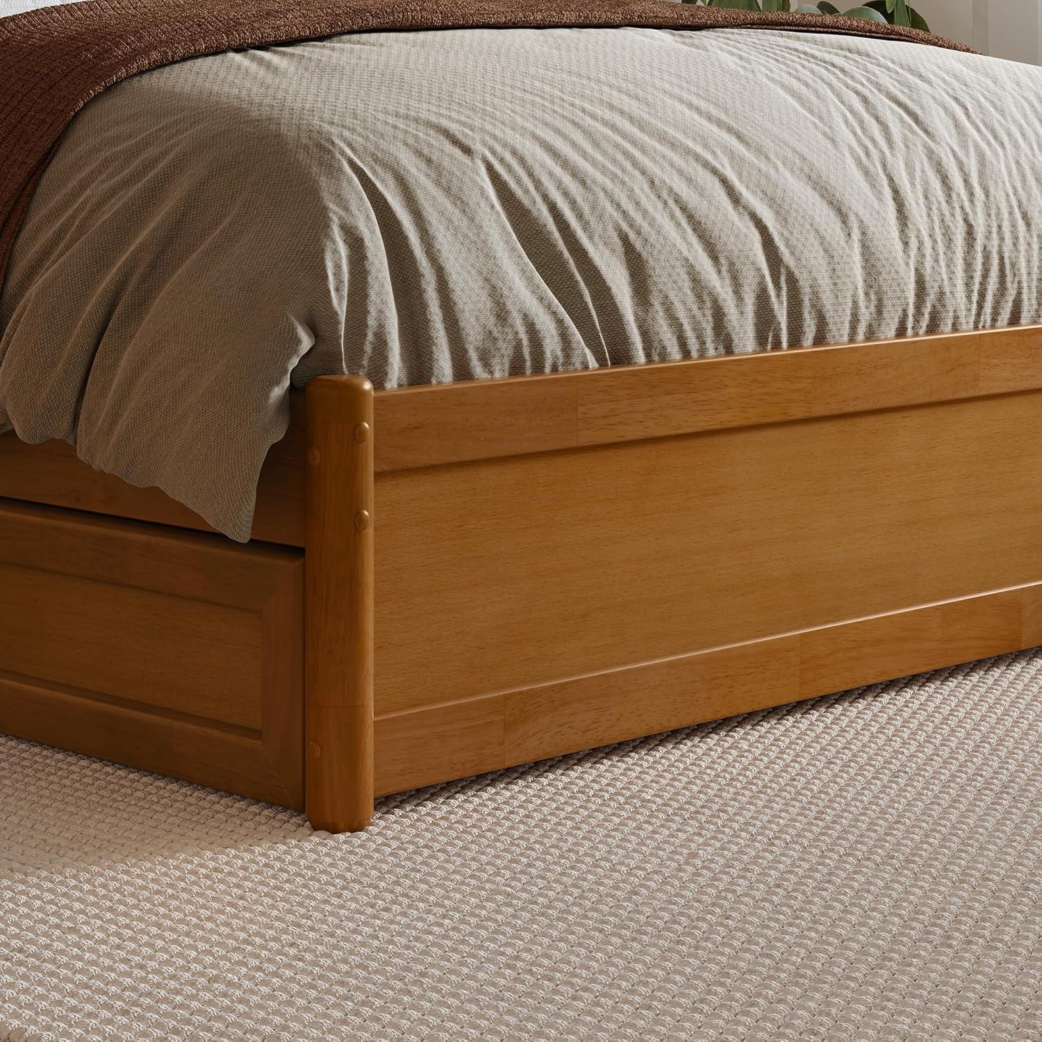 Lucia Twin XL Wood Platform Bed with Panel Footboard & Twin XL Trundle in White