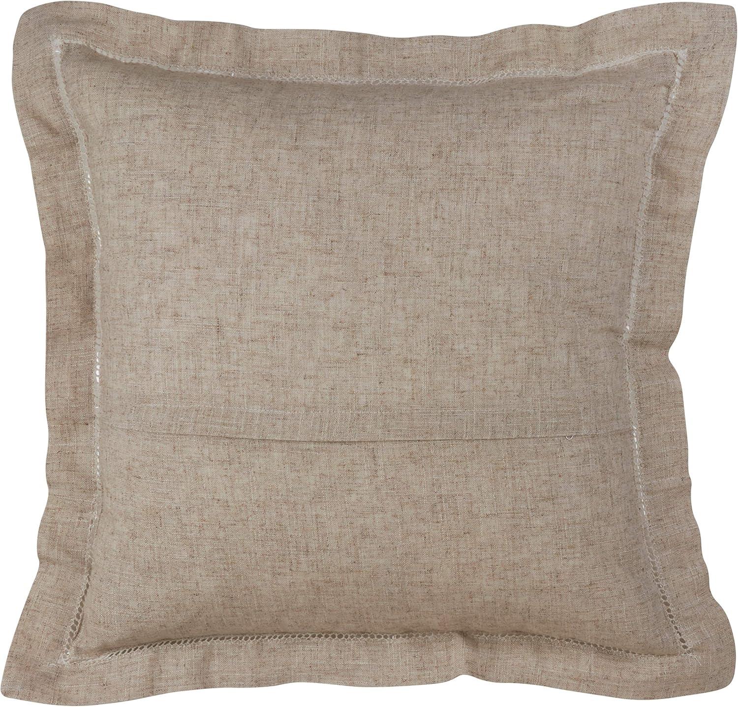 Plush Linen-Blend Square Throw Pillow in Natural - 18"x18"