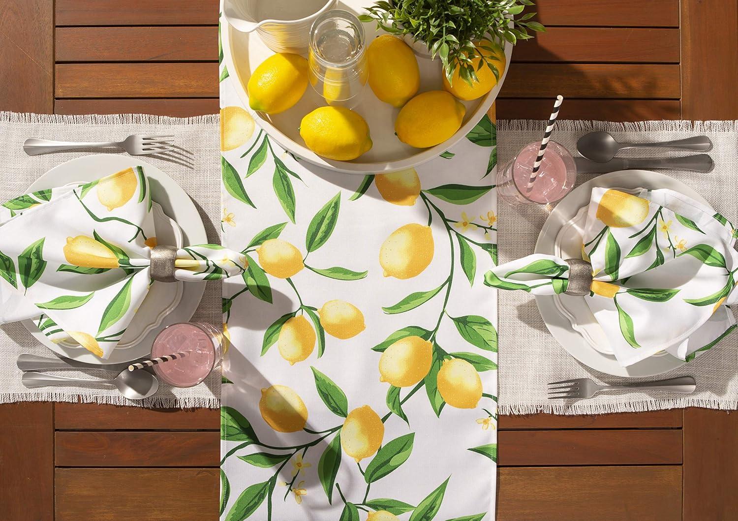 Design Imports Lemon Bliss Print Outdoor Table Runner 14X108 Inches