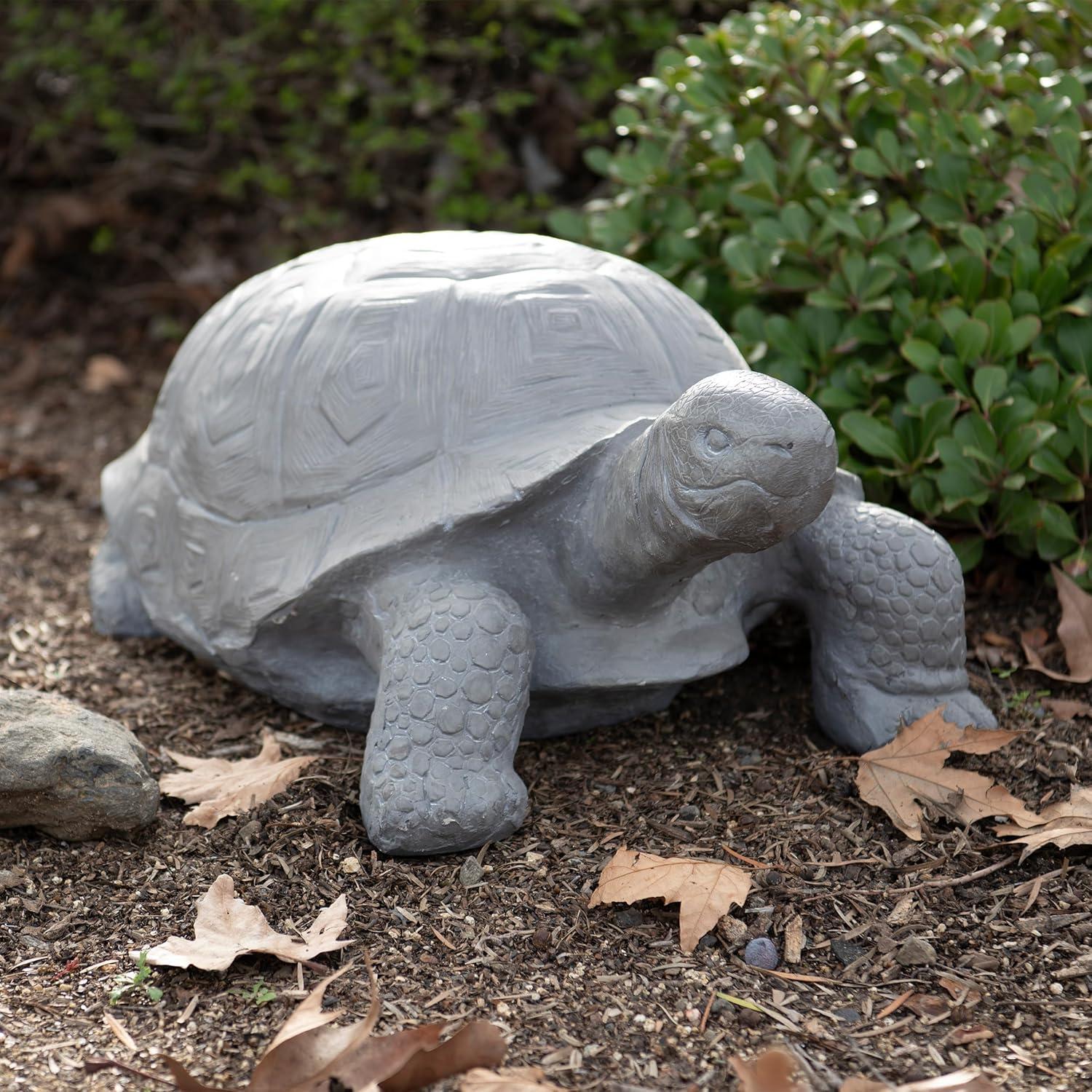 XBrand 30.3"L Light Grey Polystone Turtle Statue, Indoor or Outdoor Décor, Garden Décor, Turtle Garden Statue, Turtle Statuary