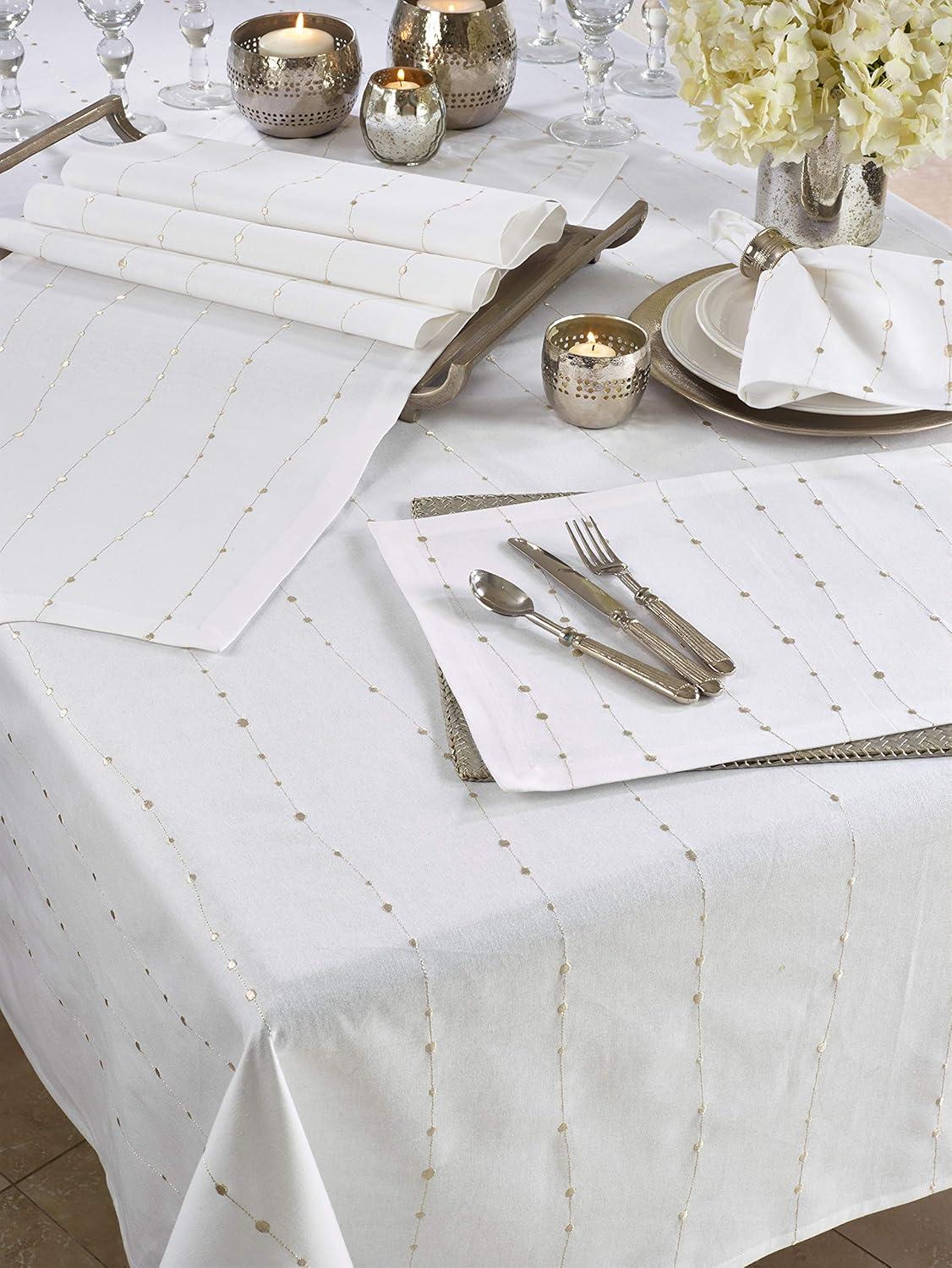 Saro Lifestyle Embroidered Design Cotton Tablecloth