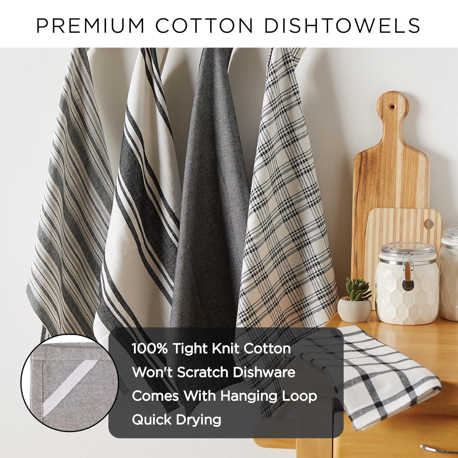 Eggplant Woven Dishtowels, Assorted Design - Set of 5