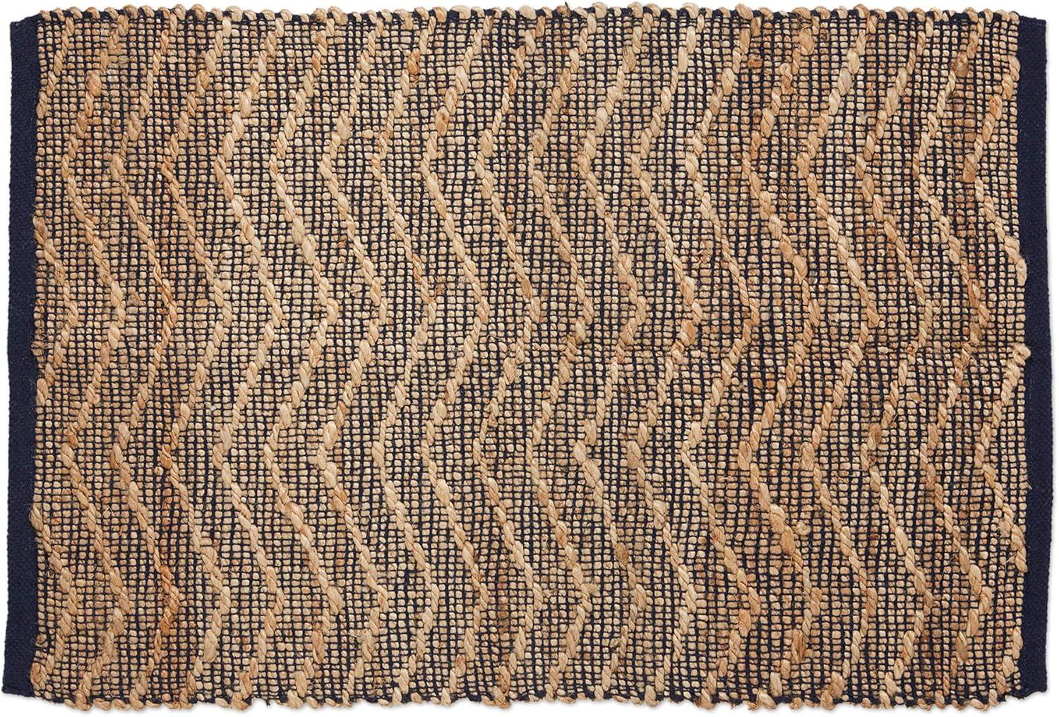 Design Imports Natural Jute Chevron - French Blue - 2 X 3 Ft